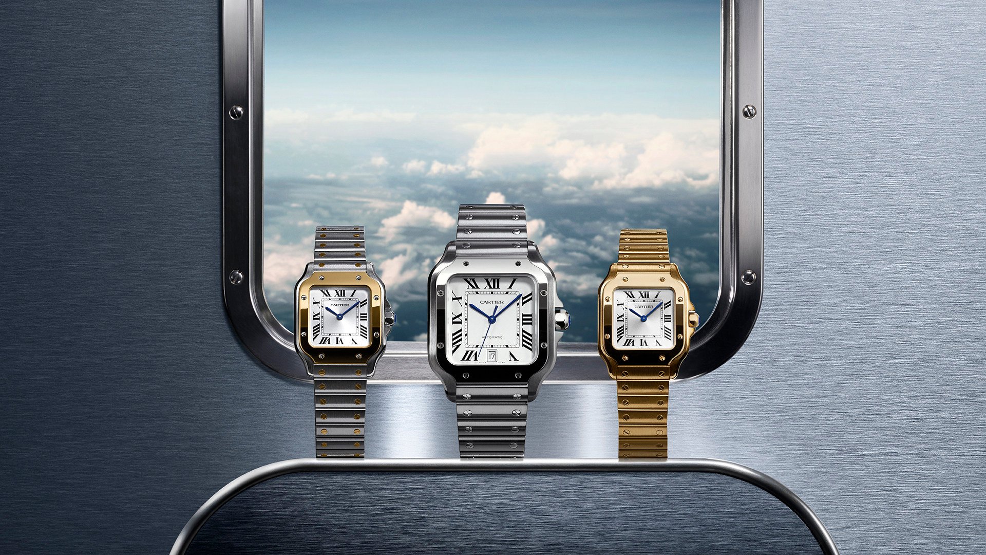 Today’s Santos de Cartier watches follow in the footsteps of the 1904 original – the first watch designed to be worn on the wrist. Photo: Handout