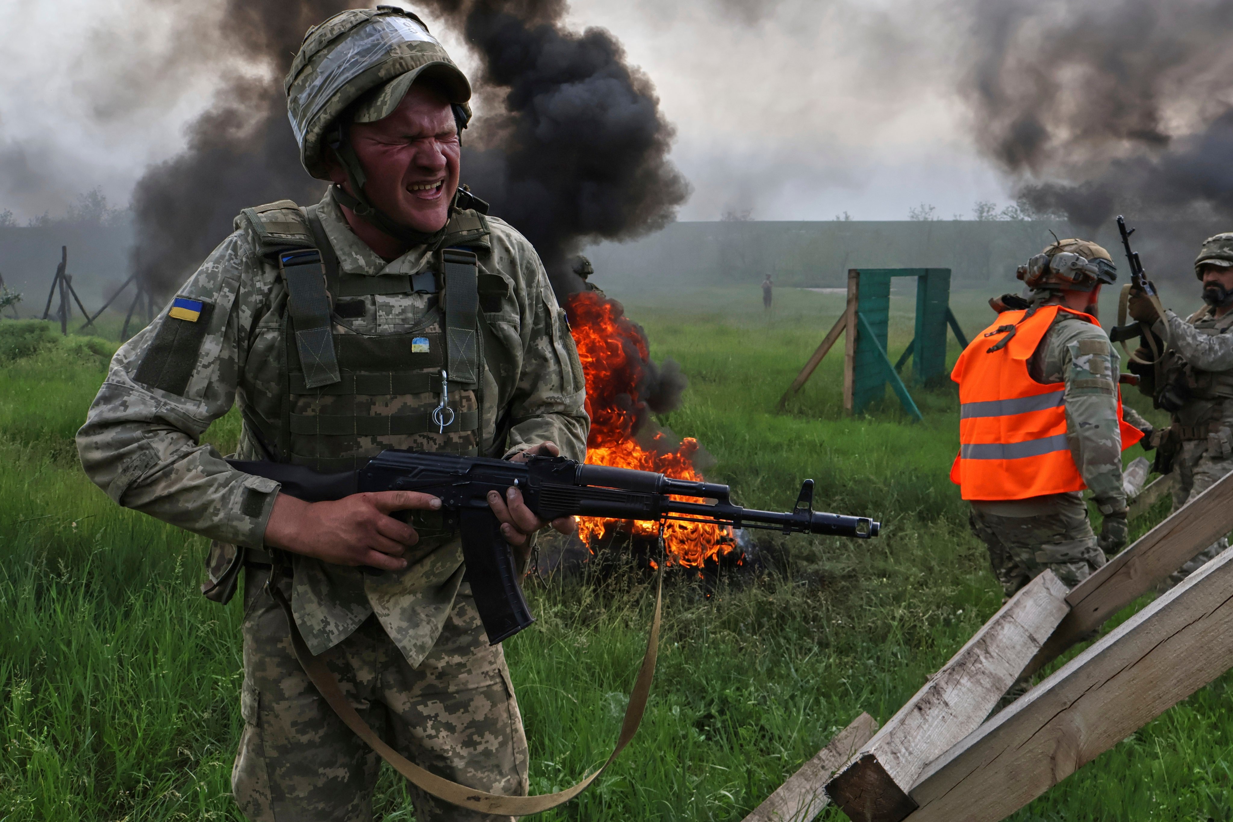Ukrainian servicemen train for combat. Photo: Ukraine’s 65th Mechanised Brigade via AP