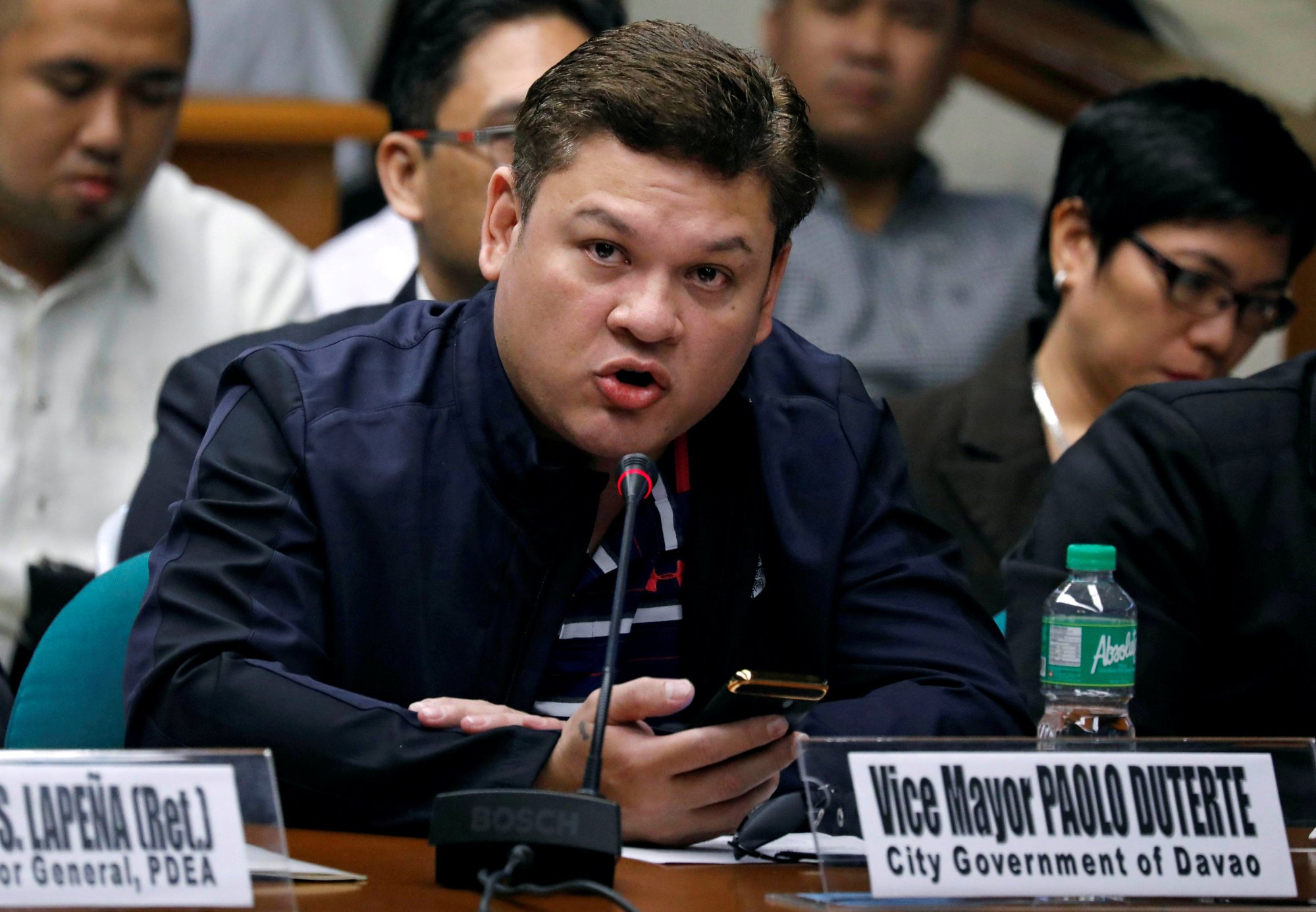 Paolo Duterte, son of Rodrigo Duterte, testifies at a Senate hearing in 2017. Photo: Reuters Paolo Duterte, son of Rodrigo Duterte, testifies at a Senate hearing in 2017. Photo: Reuters