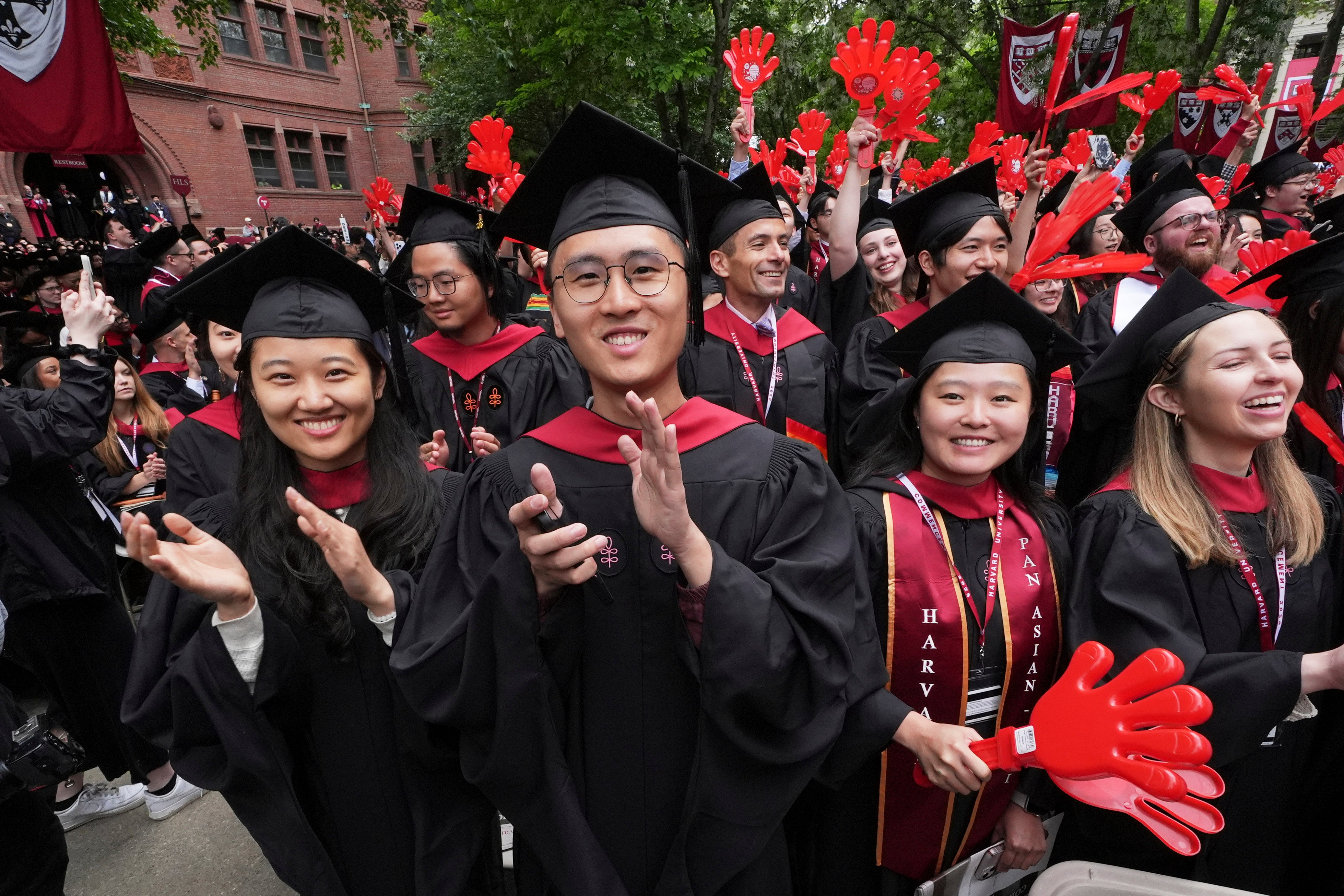 Graduates attend Harvard University’s commencement ceremony in Cambridge, Massachusetts, on Thursday. Photo: AP