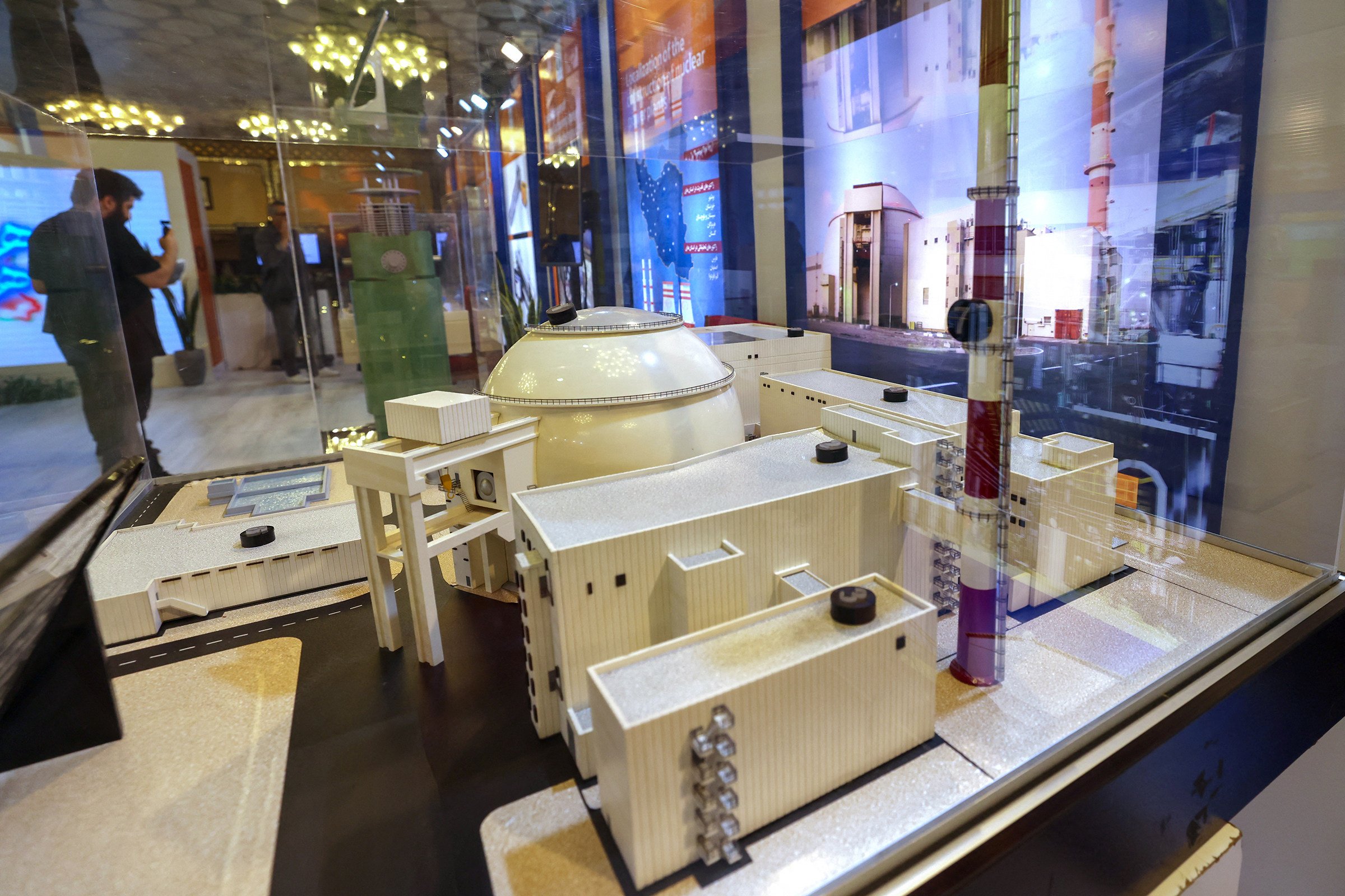 A replica of Iran’s Bushehr Nuclear Power Plant is seen at an exhibition in Isfahan in May 2024. Photo: TNS