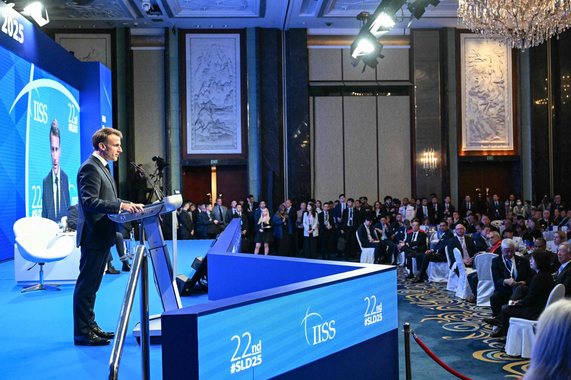 France’s President Emmanuel Macron during his keynote address at the Shangri-La Dialogue on Friday. Photo: AFP France’s President Emmanuel Macron during his keynote address at the Shangri-La Dialogue on Friday. Photo: AFP