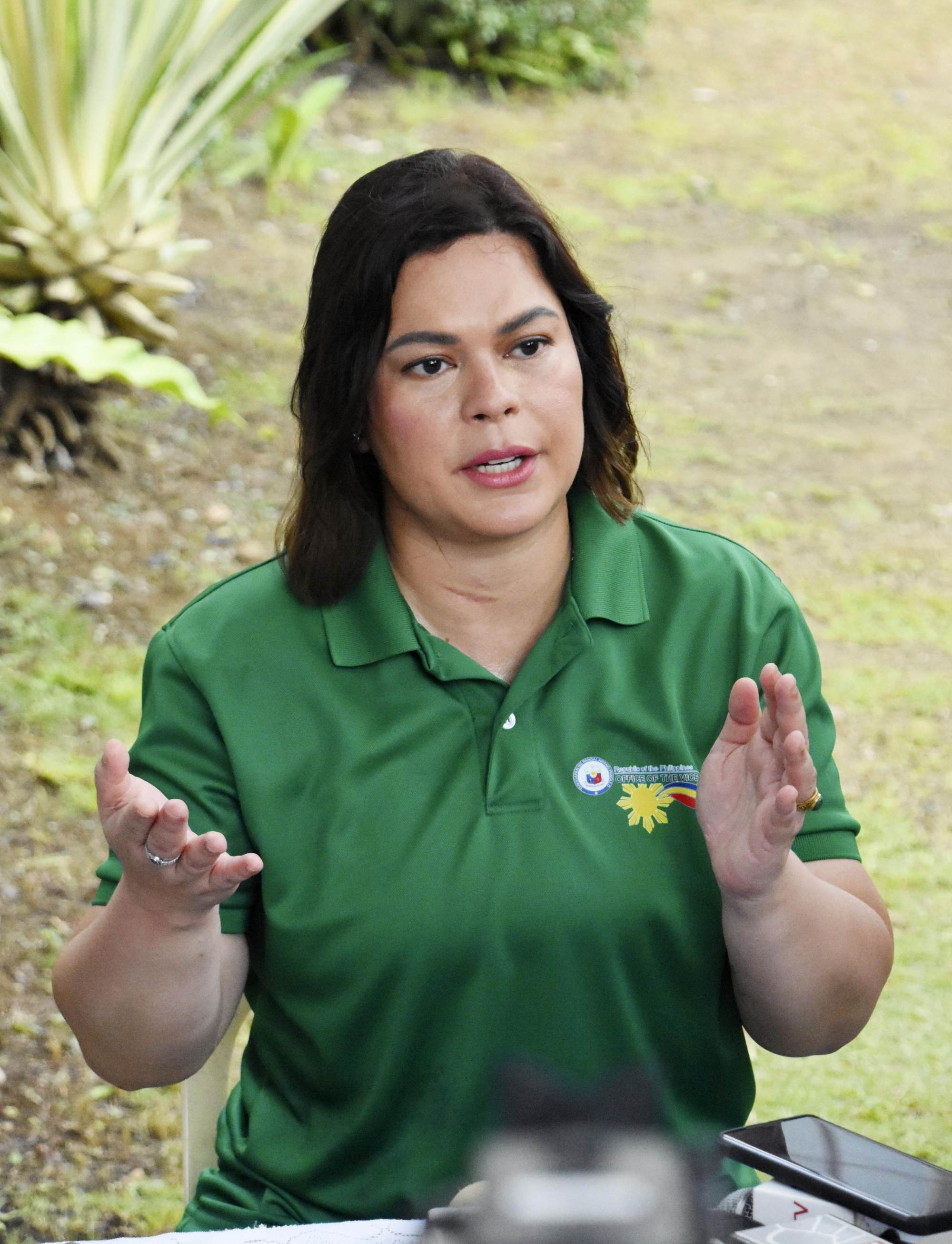 Philippine Vice-President Sara Duterte-Carpio speaks to the media in Davao on May 17. Photo: Kyodo Philippine Vice-President Sara Duterte-Carpio speaks to the media in Davao on May 17. Photo: Kyodo