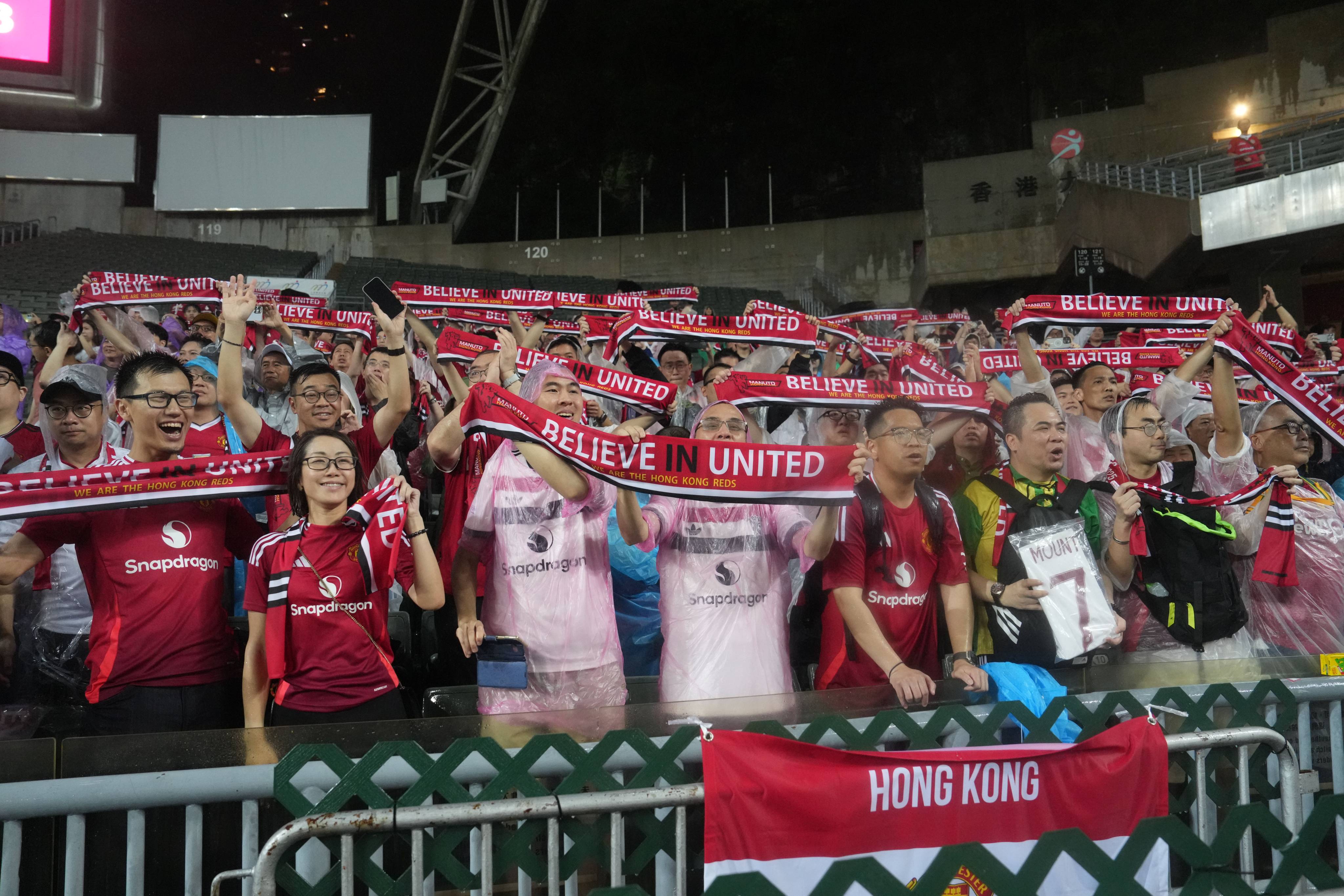 Manchester United fans enjoy the action during Friday’s match at Hong Kong Stadium. Photo: Elson Li