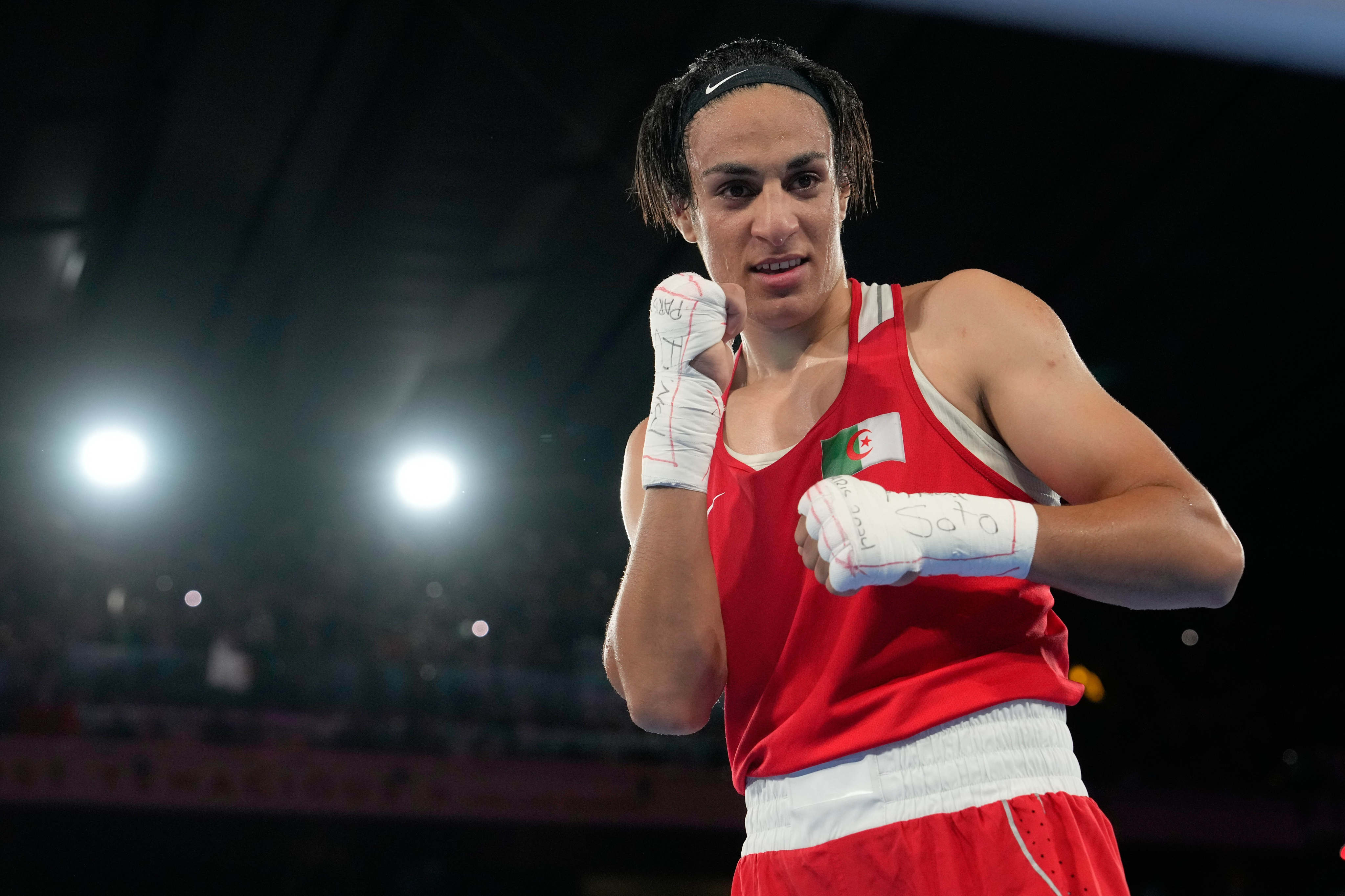Algeria’s Imane Khelif beat China’s Yang Liu to win gold in the  women’s 66kg final at the 2024 Olympics. Photo: AP