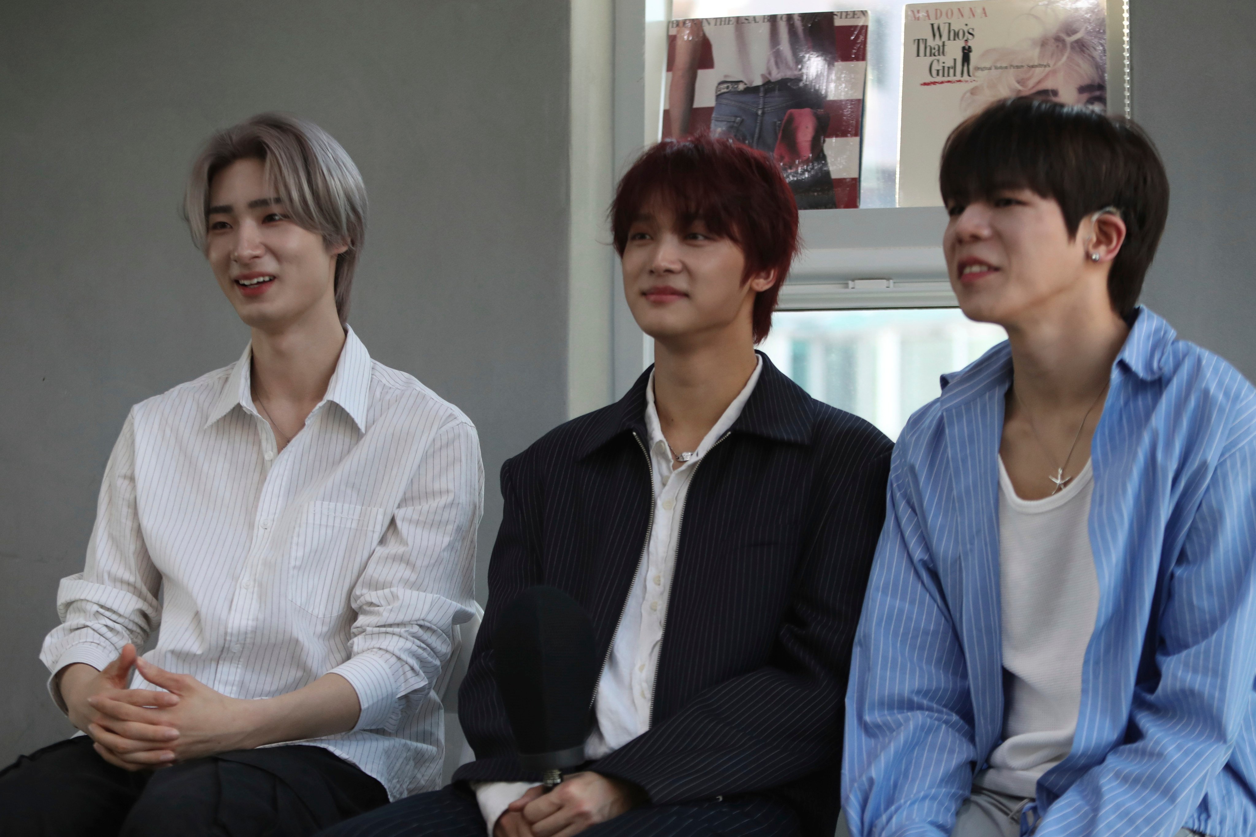 Big Ocean is a K-pop trio with hearing disabilities. They use tech like vibrating watches to redefine music performance. Photo: AP
