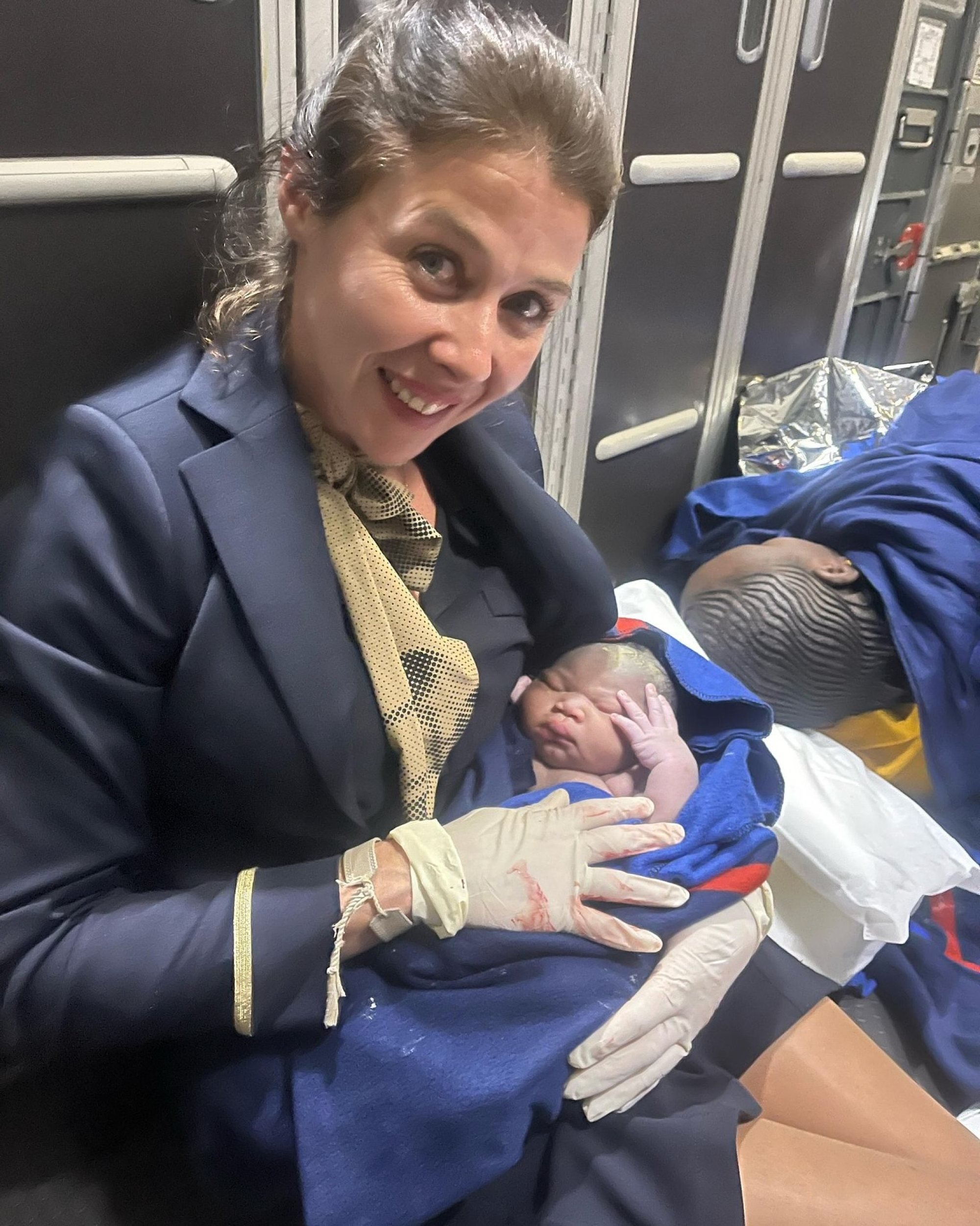 A Brussels Airlines crew member with baby Fanta. Photo: Facebook/Brussels Airlines A Brussels Airlines crew member with baby Fanta. Photo: Facebook/Brussels Airlines