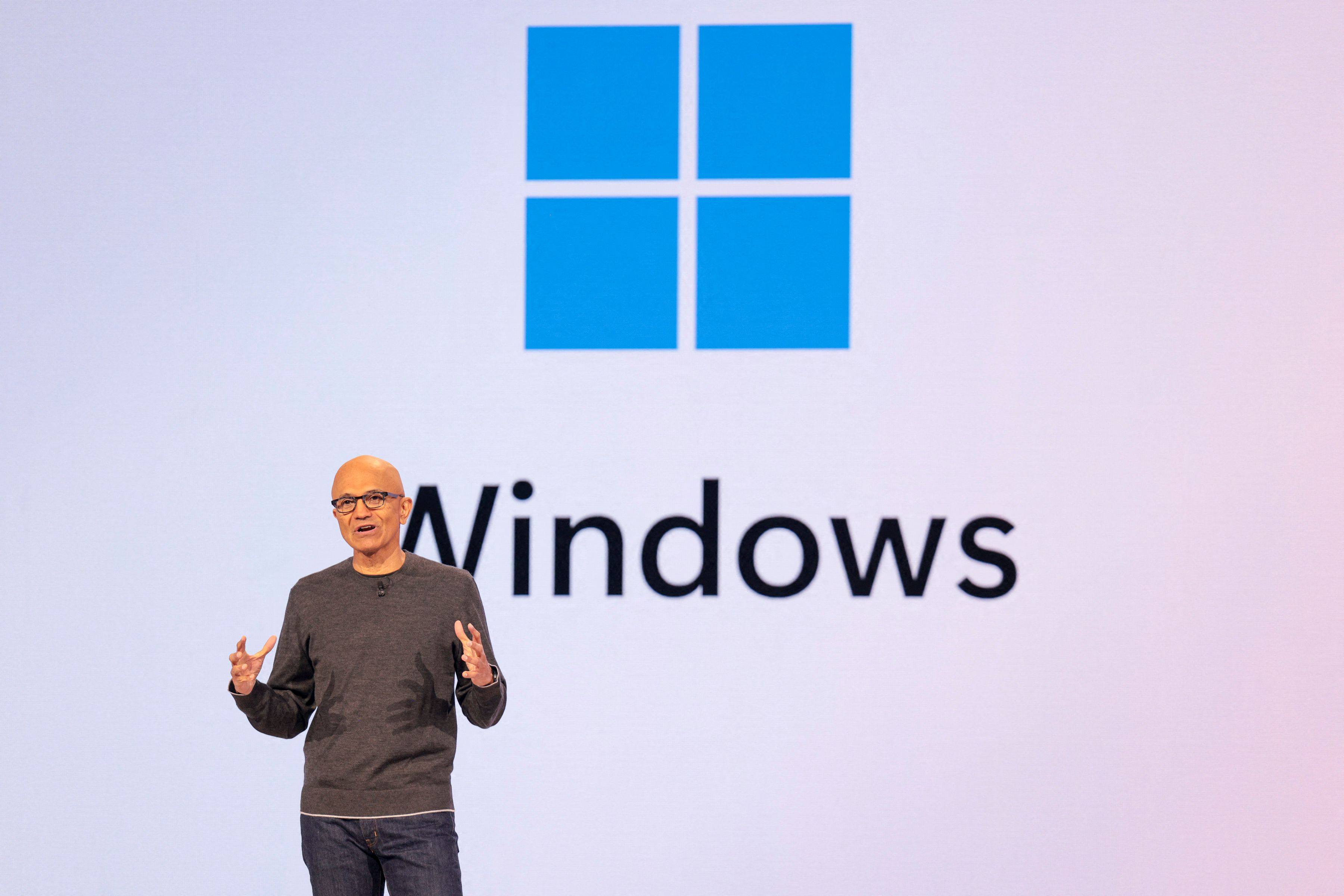 Microsoft chairman and chief executive officer Satya Nadella speaks at the Microsoft Build conference, in Seattle, Washington, where talked about the agentic web as the future of the internet. Photo: AFP