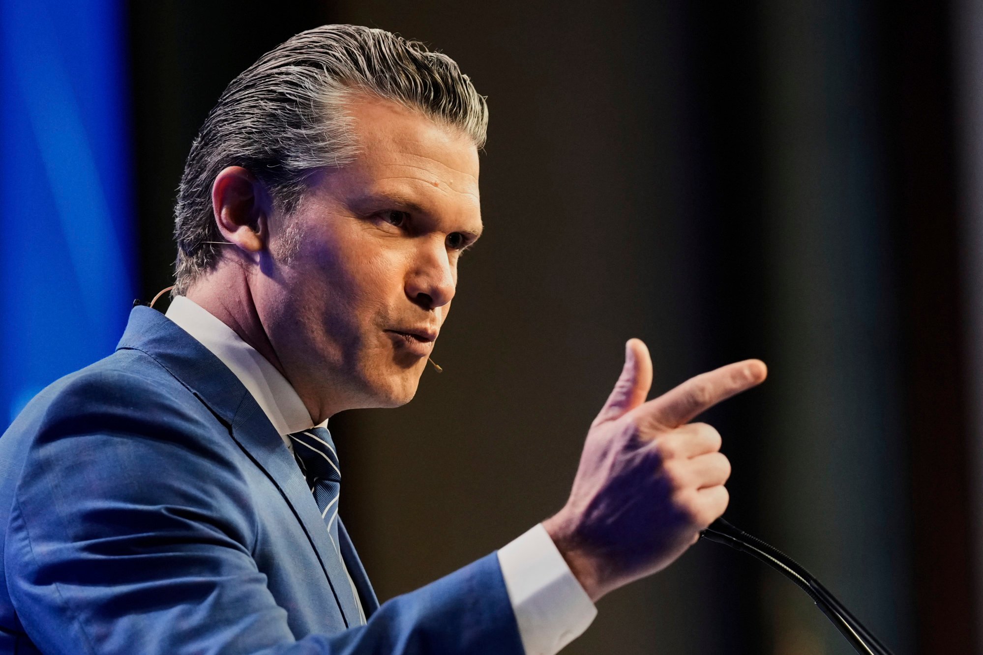 US Defence Secretary Pete Hegseth delivers a speech during the Shangri-La Dialogue in Singapore on Saturday. Photo: AP US Defence Secretary Pete Hegseth delivers a speech during the Shangri-La Dialogue in Singapore on Saturday. Photo: AP
