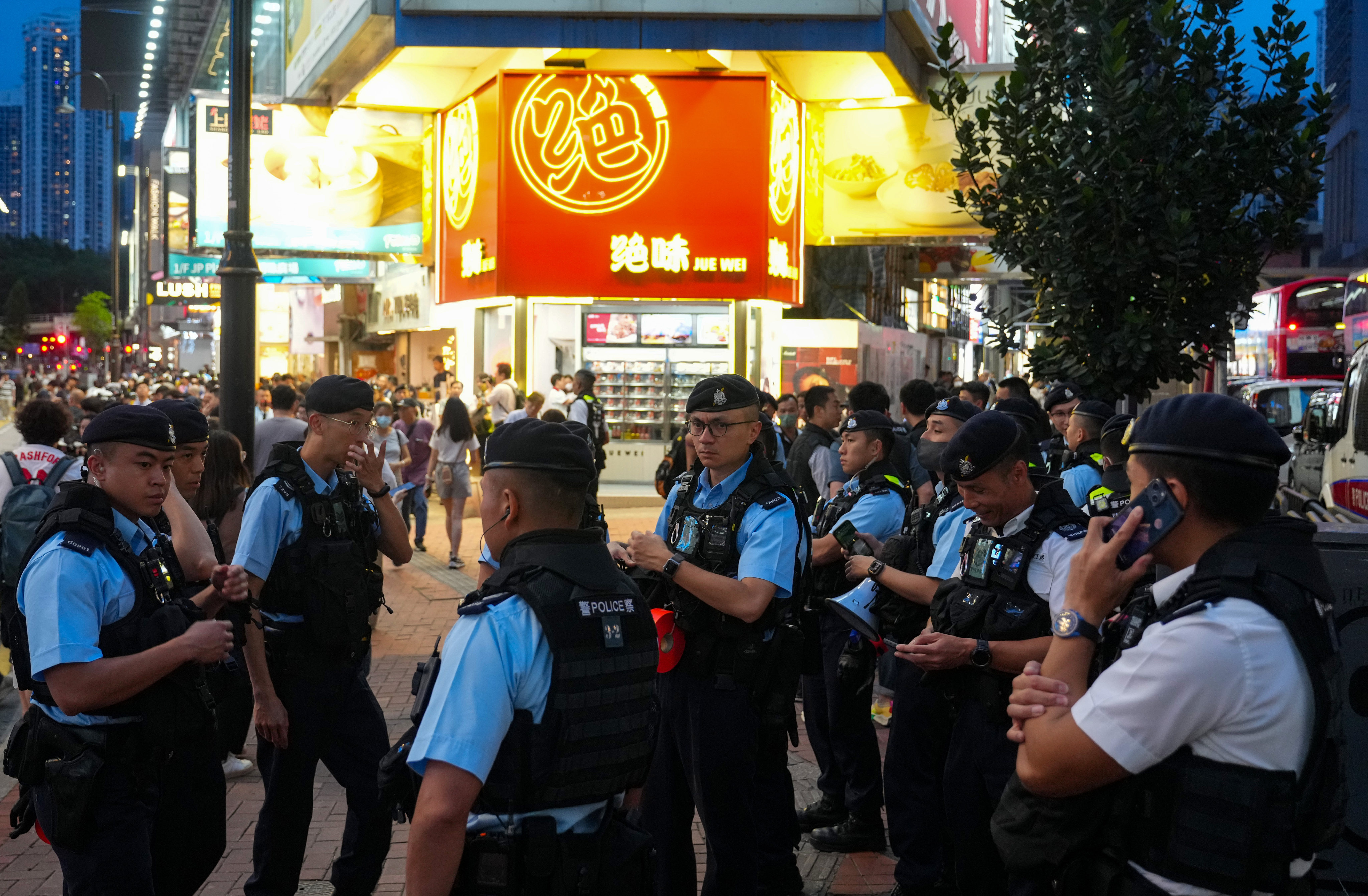 Police officers conduct patrols in 2024 near Victoria Park, where people used to gather to mark the anniversary of the Tiananmen Square crackdown on June 4. photo: Sam Tsang
