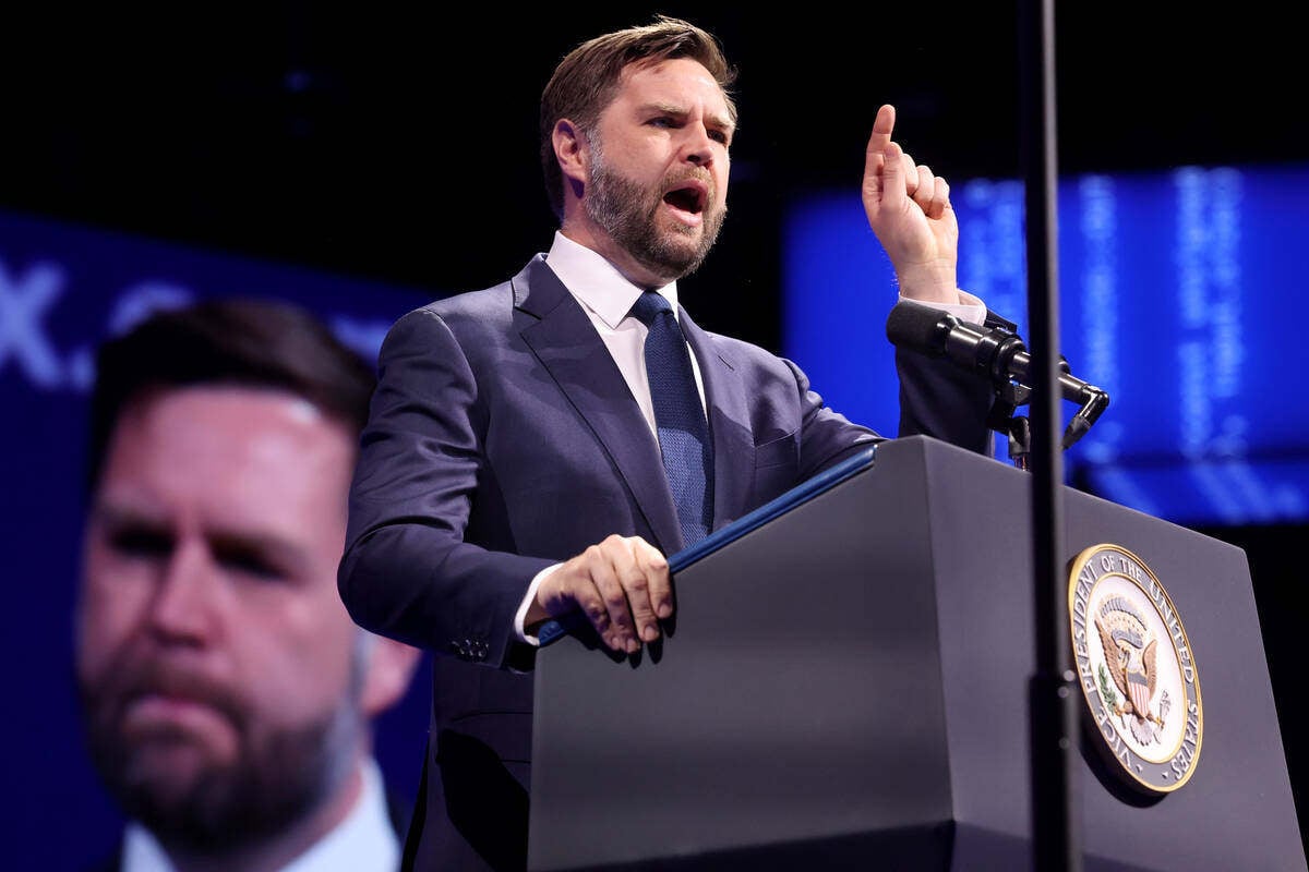 Vice-President J.D. Vance urges Congress to pass the Genius Act during a speech at the Bitcoin 2025 Conference in Las Vegas. Photo: K.M. Cannon