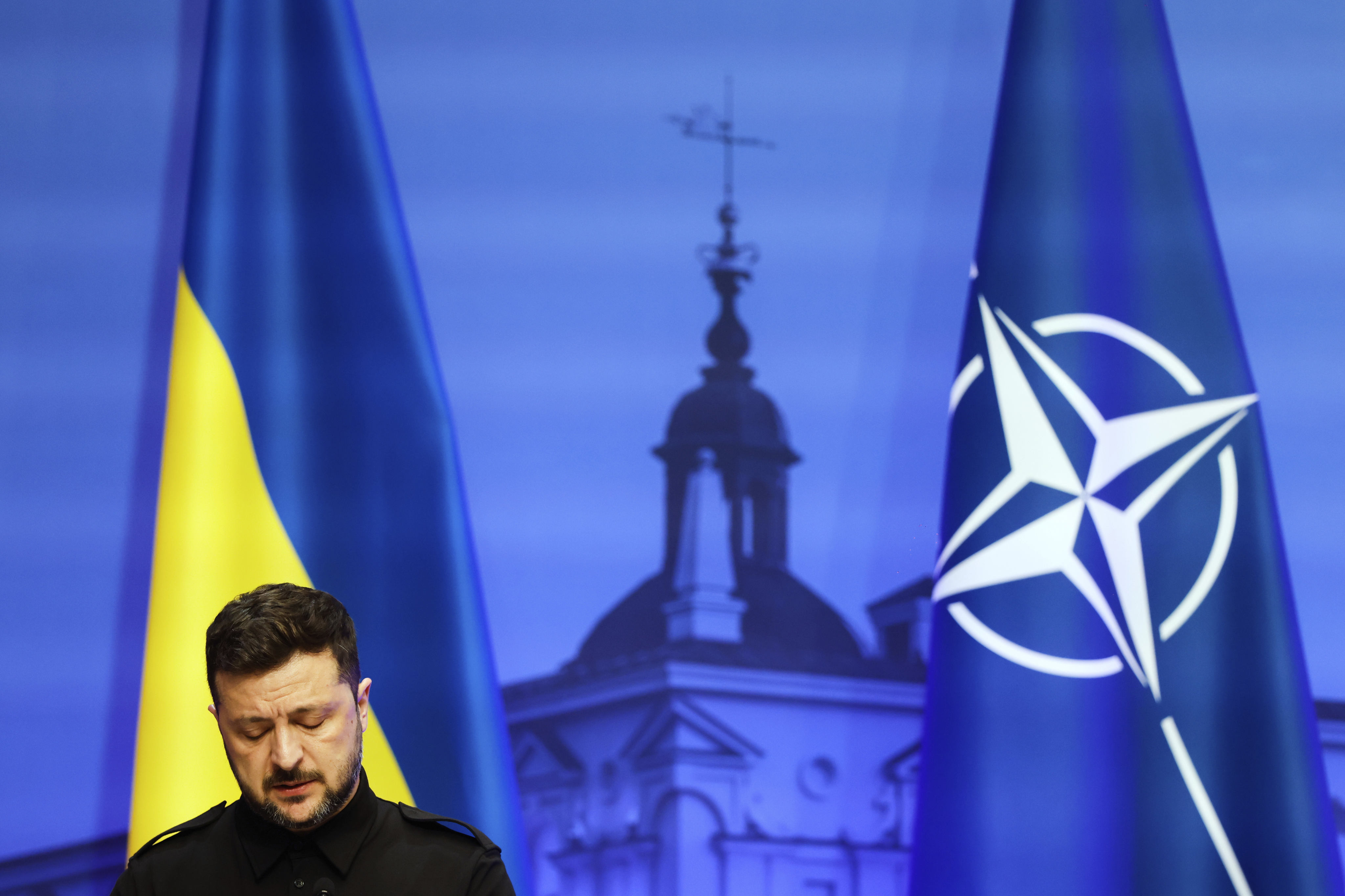 Ukraine’s President Volodymyr Zelensky in Vilnius, Lithuania on Monday. Photo: AP