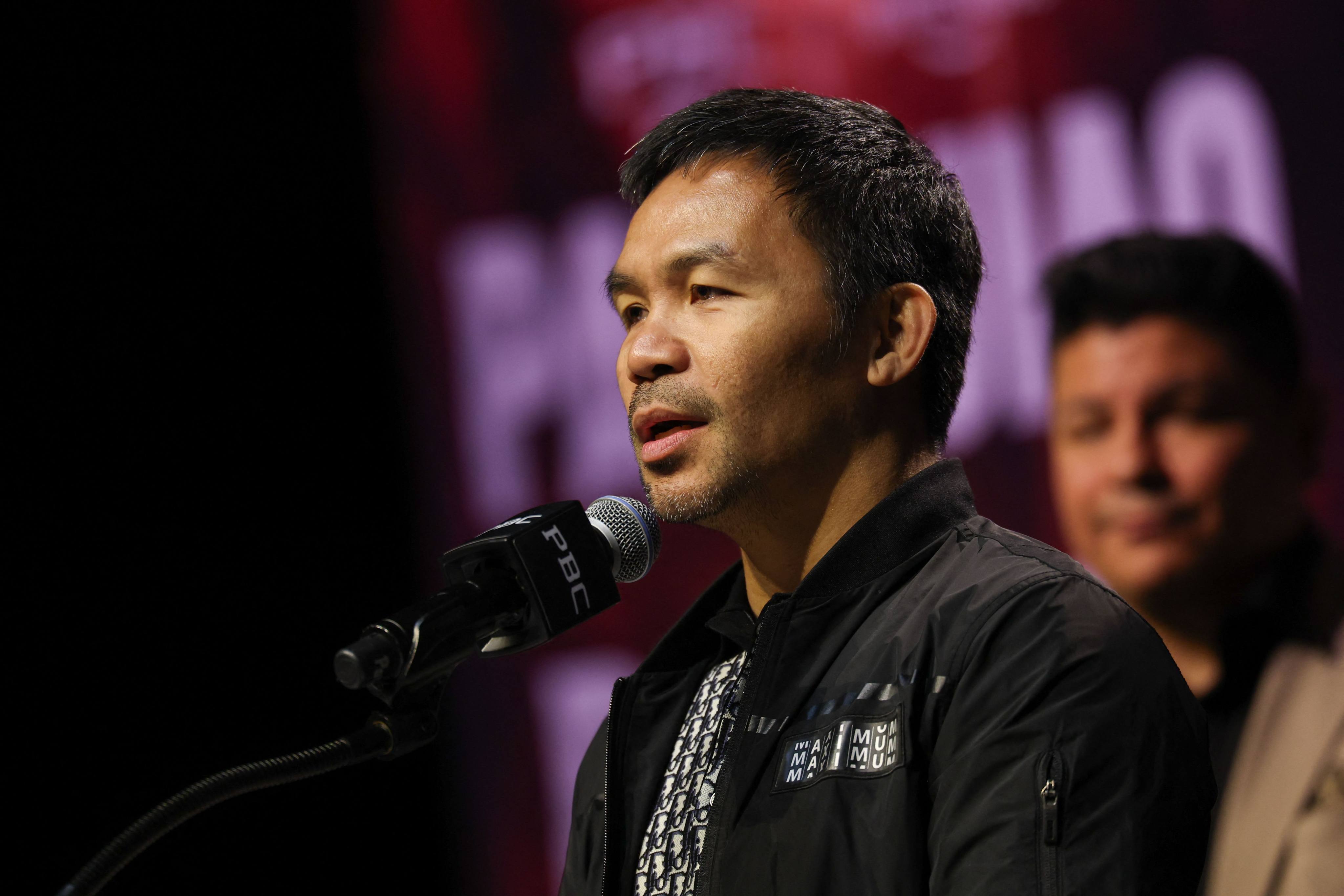 Manny Pacquiao will return to the ring on July 19 for a WBC welterweight title fight against Mario Barrios. Photo: AFP
