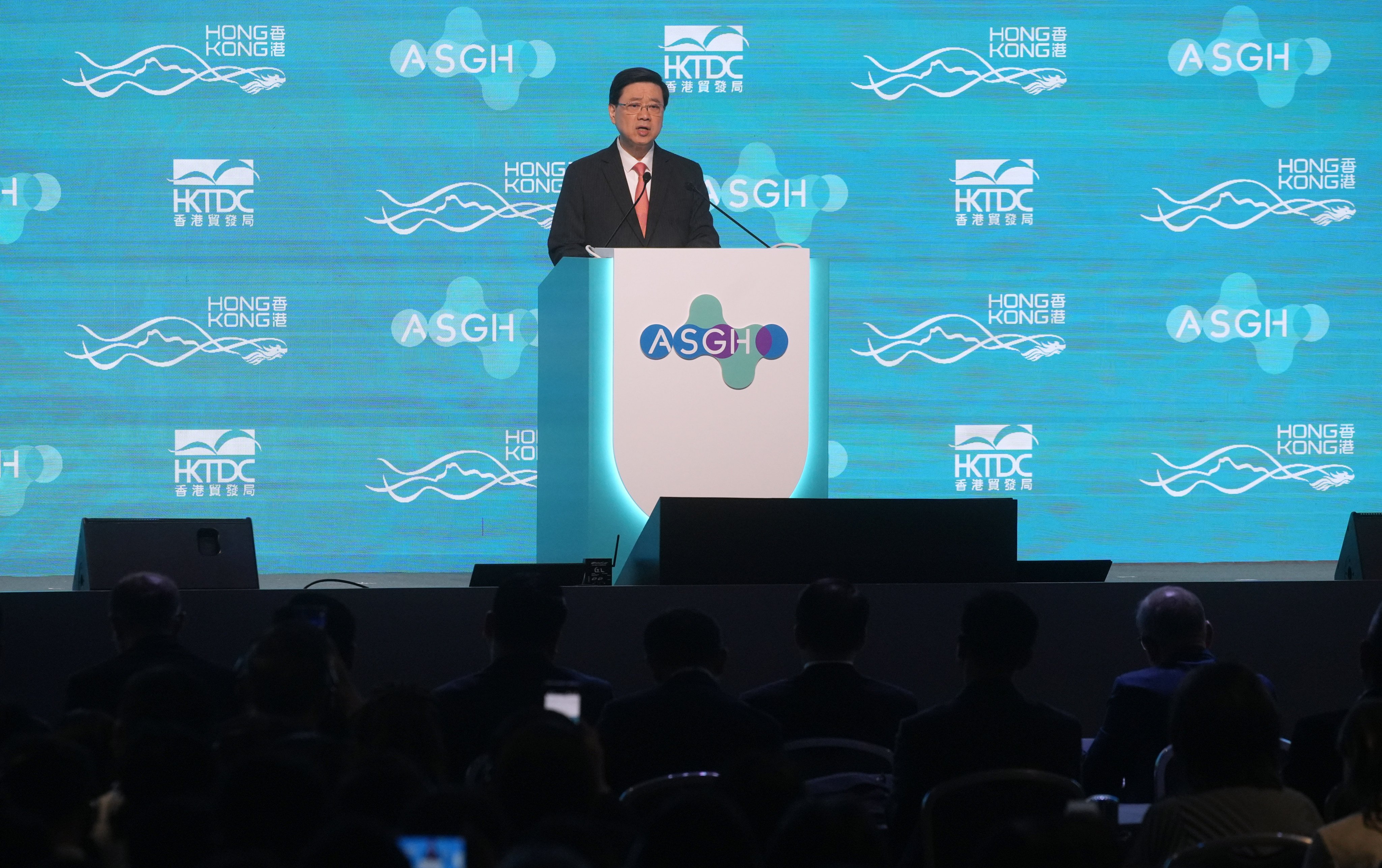 Hong Kong Chief Executive John Lee Ka-Chiu attends the Asia Summit on Global Health at HKCEC in Wan Chai on May 26. Photo: un Yeung