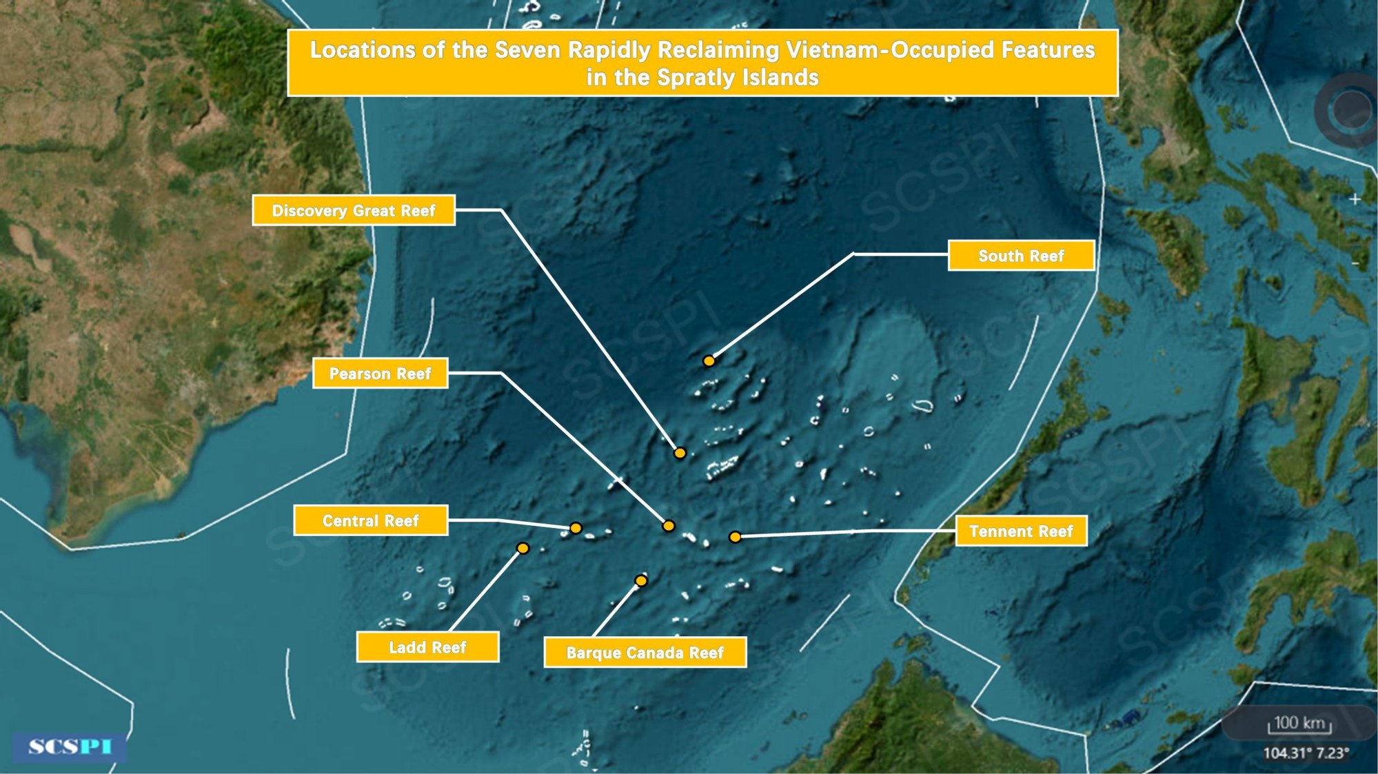 Vietnam’s reclamation on its occupied features in Spratly Islands is progressing rapidly. In just five months, nearly 2.23 sq km were reclaimed on seven features. Since October 2021, over 7.73 sq km have been expanded on 11 features. Photo: X @SCS_PI Vietnam’s reclamation on its occupied features in Spratly Islands is progressing rapidly. In just five months, nearly 2.23 sq km were reclaimed on seven features. Since October 2021, over 7.73 sq km have been expanded on 11 features. Photo: X @SCS_PI