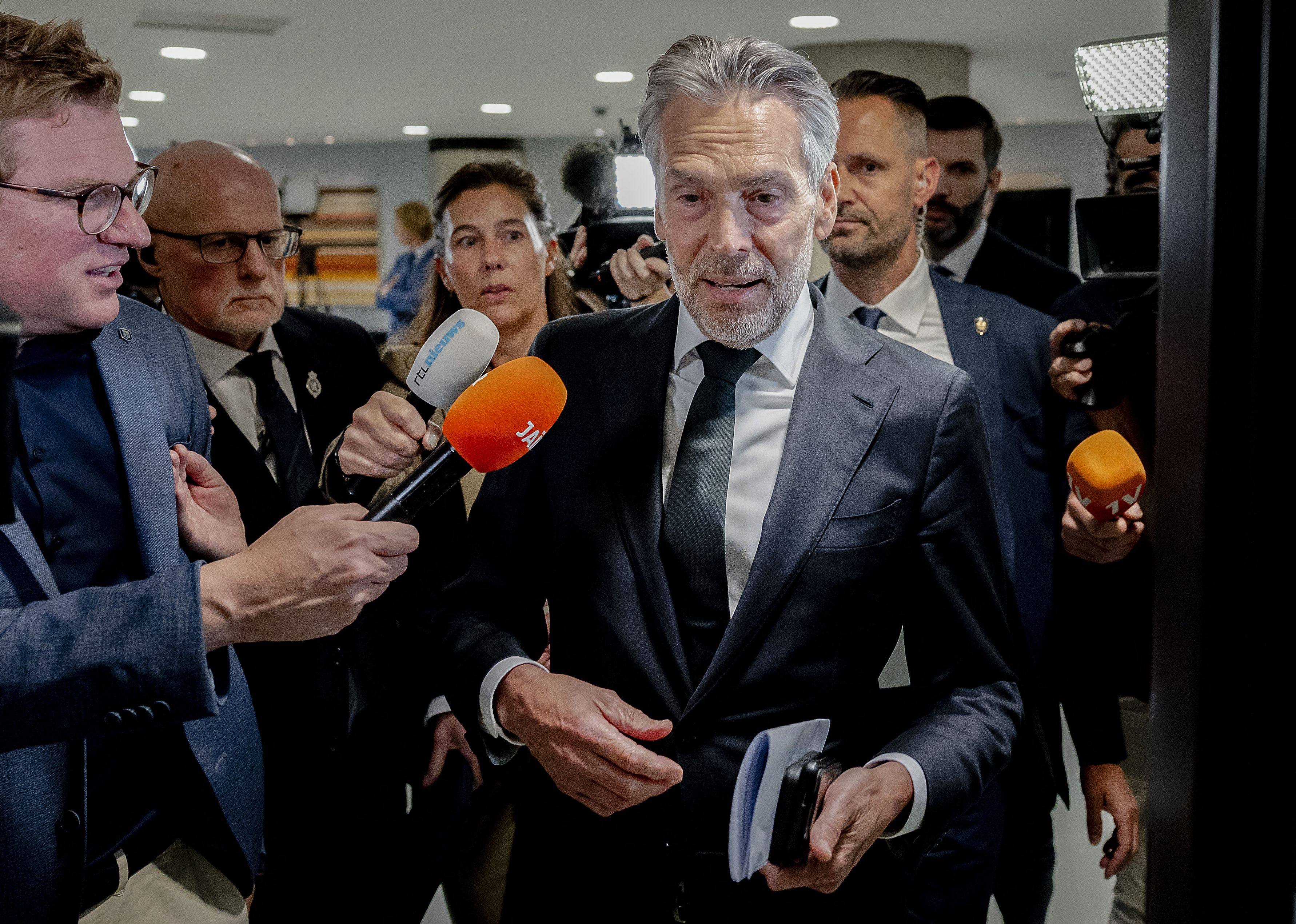 Outgoing Dutch Prime Minister Dick Schoof arrives to take part in a debate in the Lower House focused on the fall of the cabinet in The Hague on Wednesday. Photo: AFP