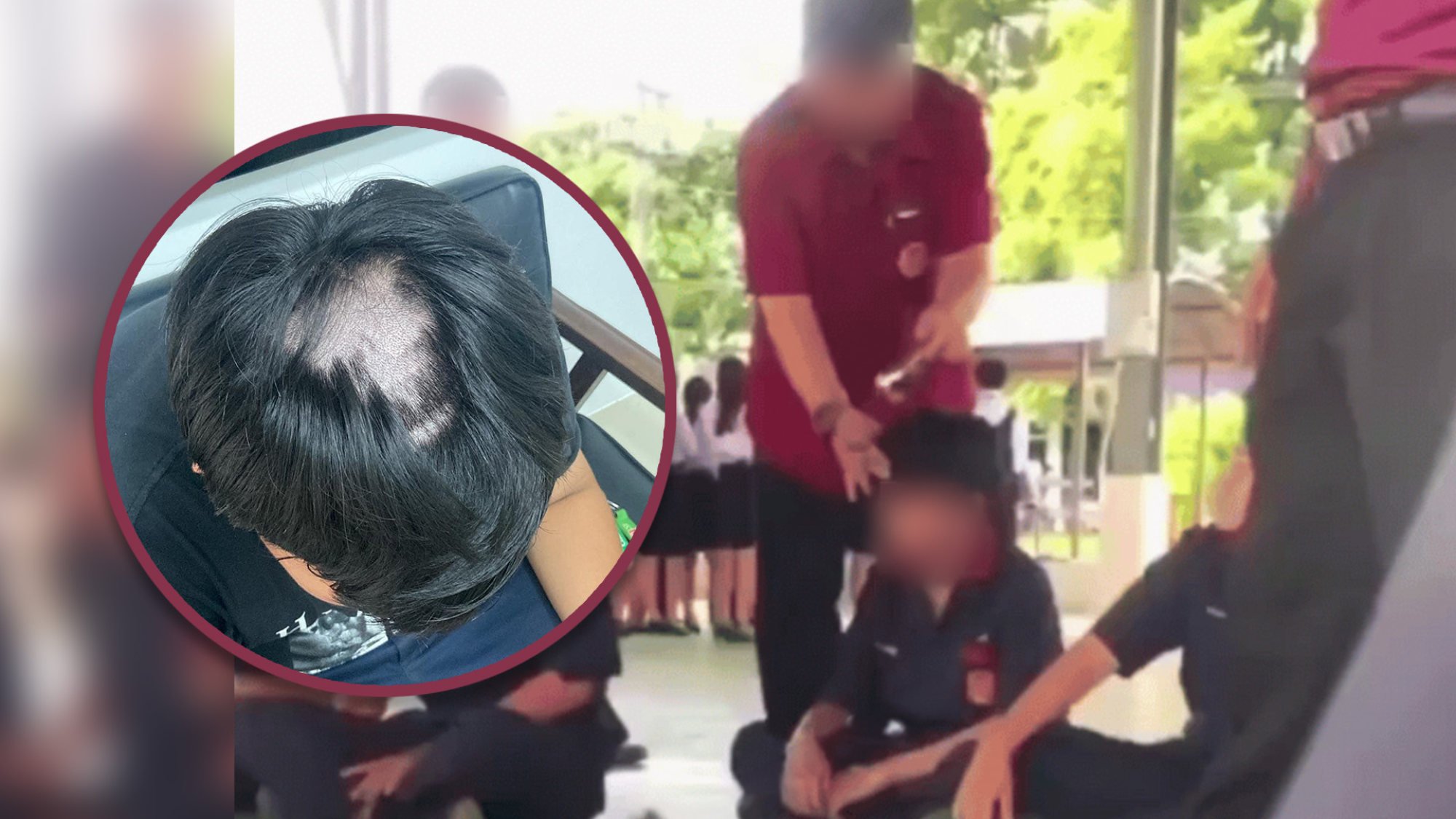 A Thai teacher punishes his students for flouting hair rules by shaving their heads to create bald patches. Photo: SCMP composite/X.com/Facebook A Thai teacher punishes his students for flouting hair rules by shaving their heads to create bald patches. Photo: SCMP composite/X.com/Facebook