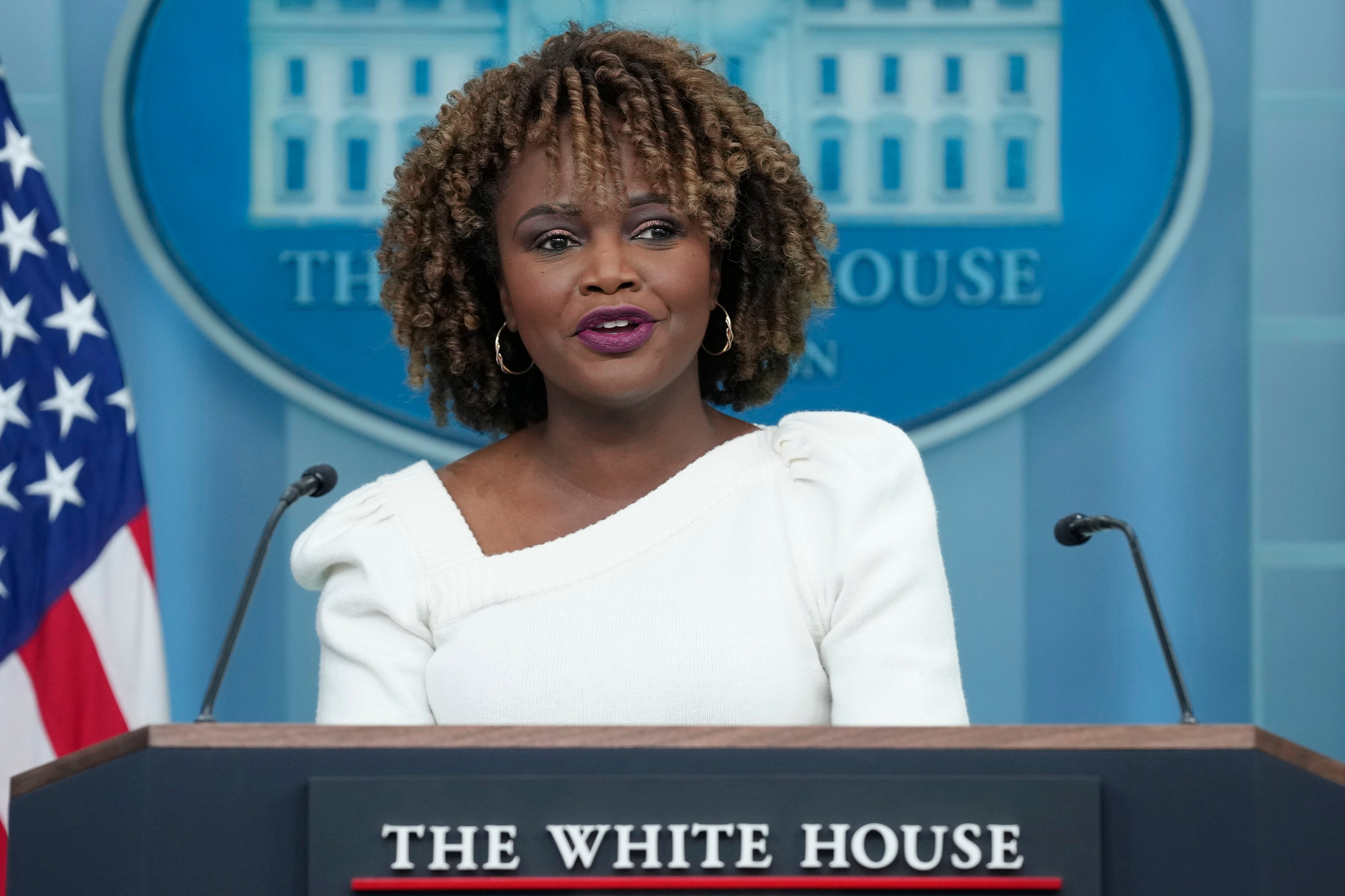 White House press secretary Karine Jean-Pierre speaks during the daily briefing in Washington in November 2024. Photo: AP