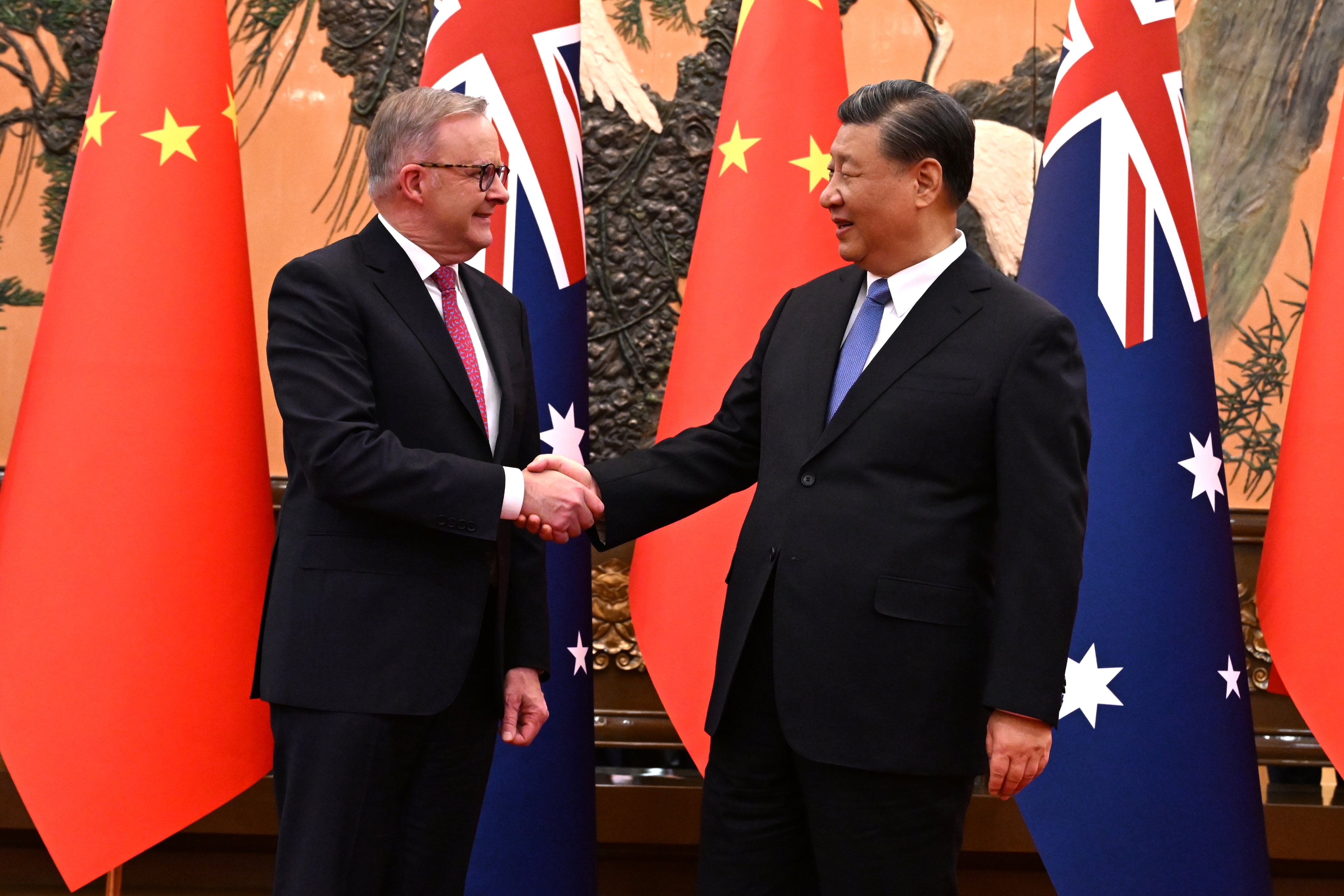Australian Prime Minister Anthony Albanese meets Chinese President Xi Jinping at the Great Hall of the People in Beijing, in 2023. Photo: EPA-EFE