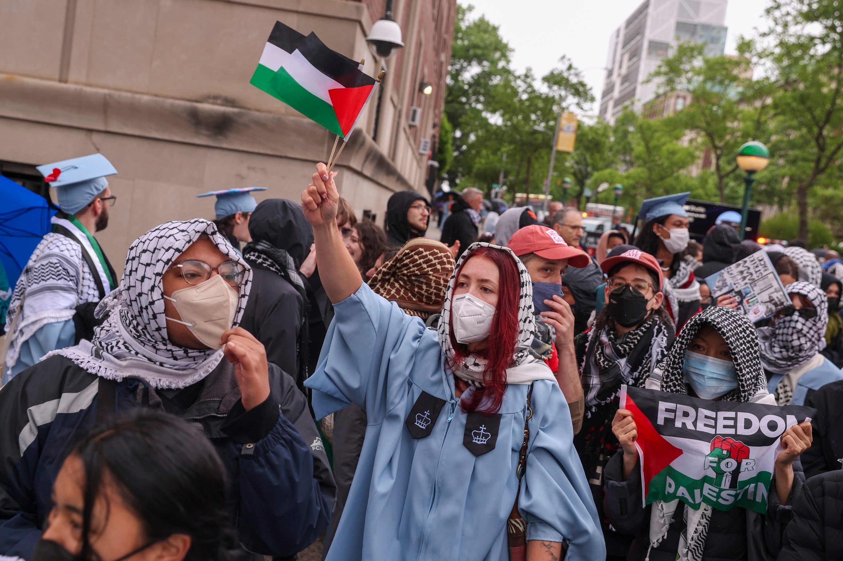 Columbia students, alumni and faculty protest against the university’s investments in Israel during the university’s commencement ceremony in New York in May. Photo: EPA-EFE