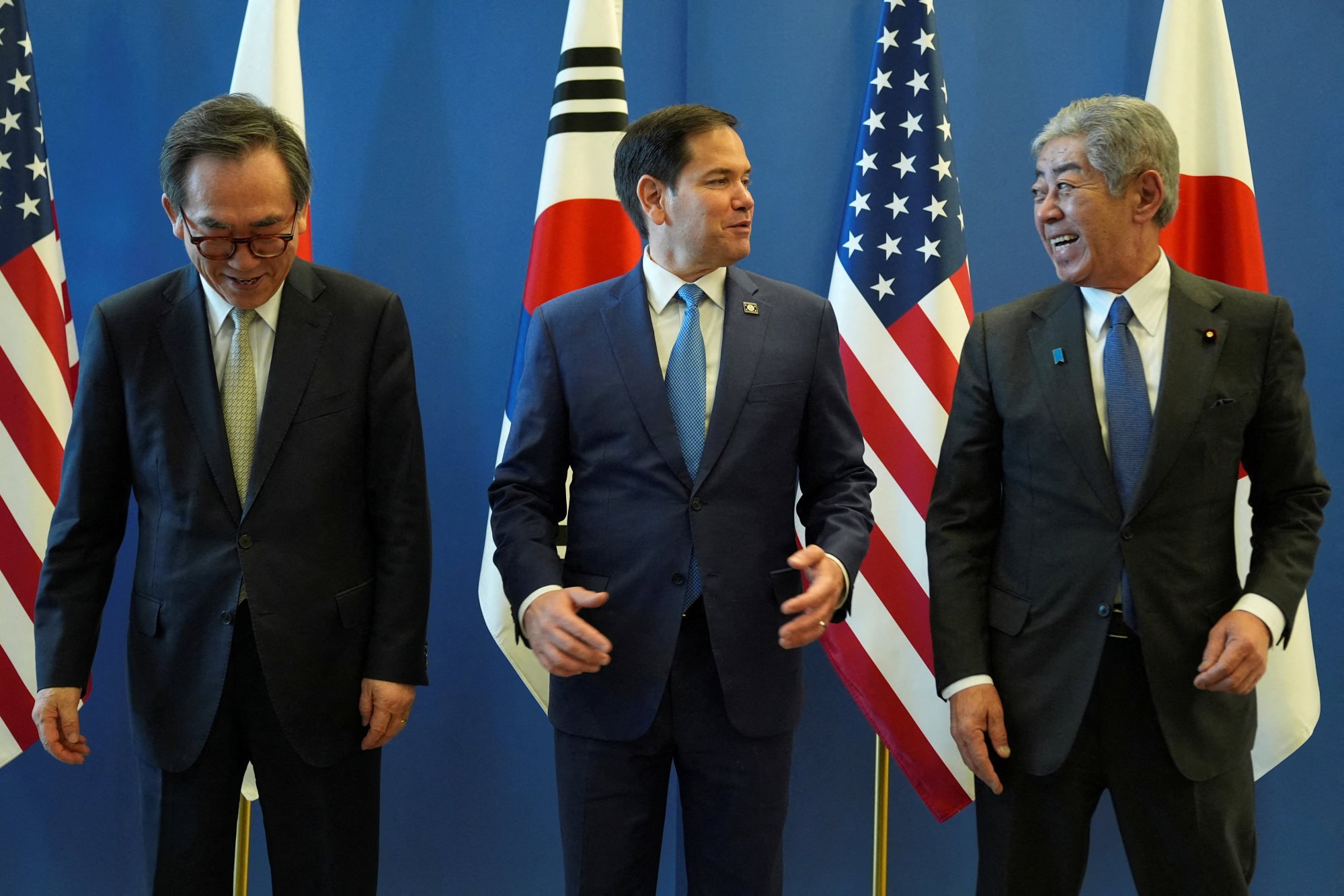 US Secretary of State Marco Rubio (centre) pictured with Japan’s Foreign Minister Takeshi Iwaya (right) and South Korea’s then-foreign minister Cho Tae-yul at Nato headquarters in Brussels in April. Photo: Reuters US Secretary of State Marco Rubio (centre) pictured with Japan’s Foreign Minister Takeshi Iwaya (right) and South Korea’s then-foreign minister Cho Tae-yul at Nato headquarters in Brussels in April. Photo: Reuters