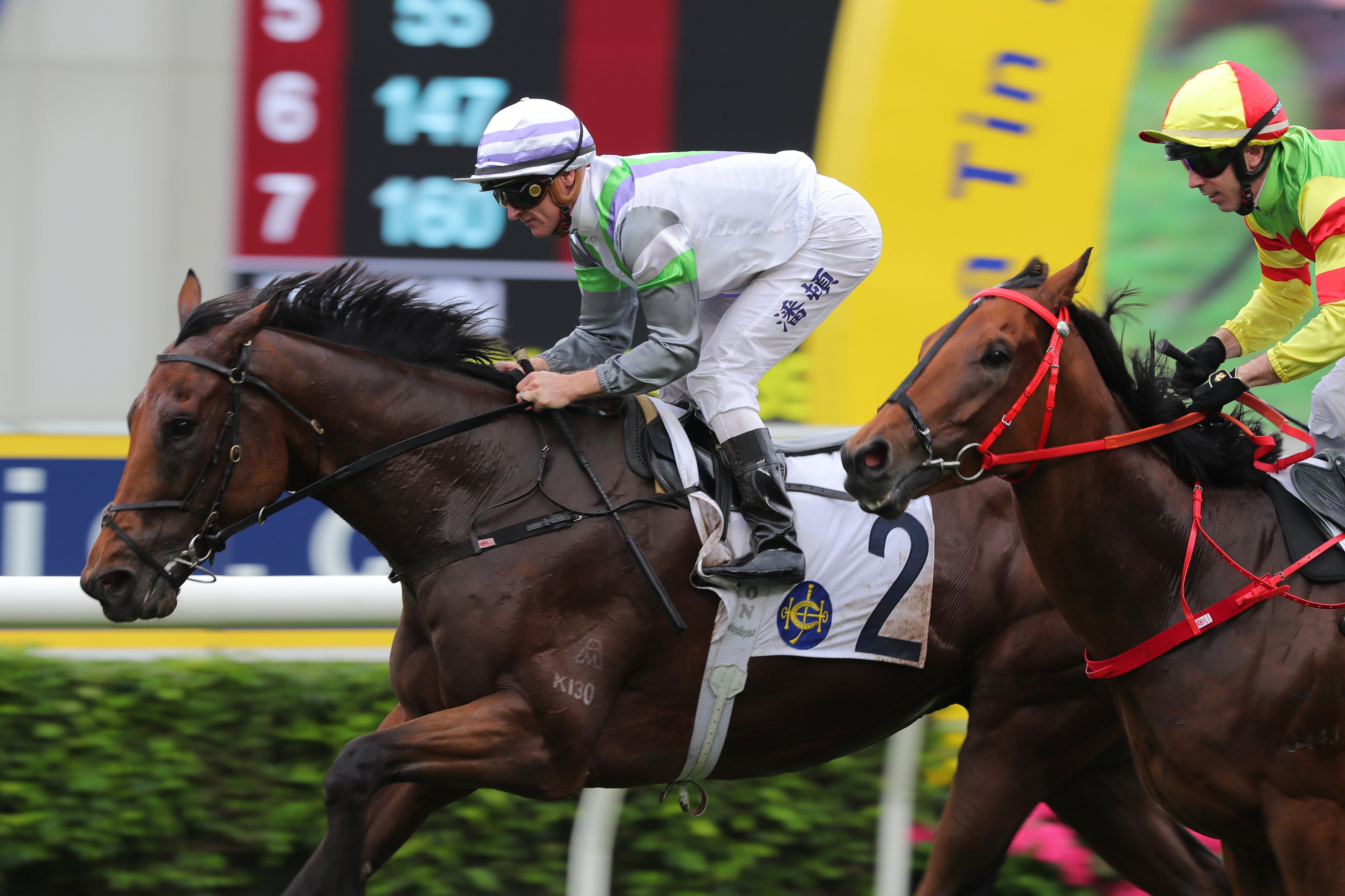 Light Years Charm gets up late to salute under Zac Purton last month. Photo: Kenneth Chan