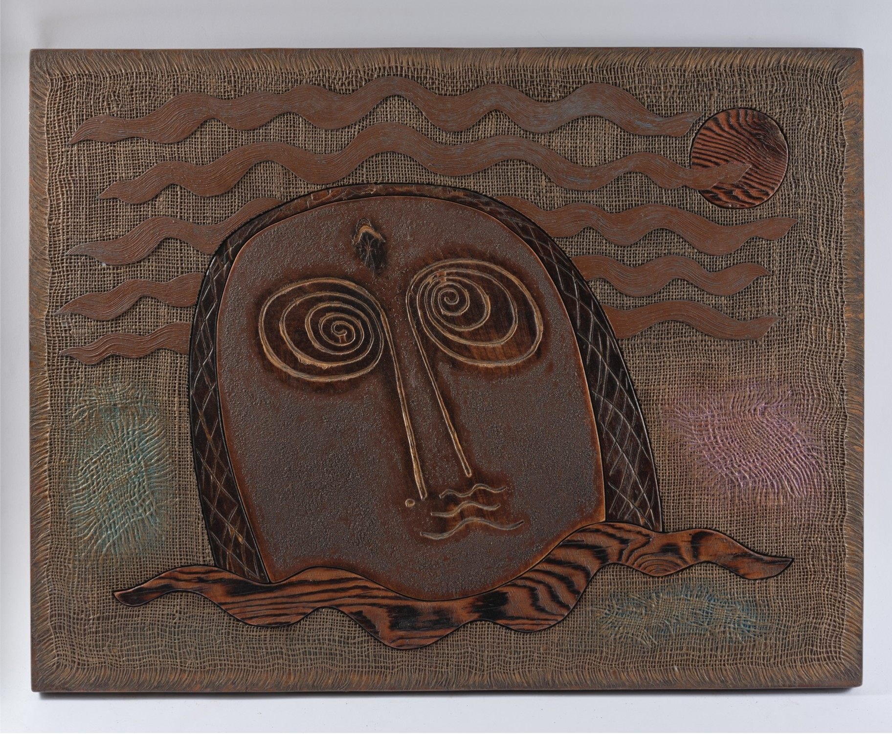 The collagraph plate for printing “Follow Me” (1984), by late Hong Kong artist Ha Bik-chuen, on display as part of the exhibition “Reframing Strangeness” at Para Site in Quarry Bay. Photo: courtesy of the Ha Family and Rossi ＆ Rossi