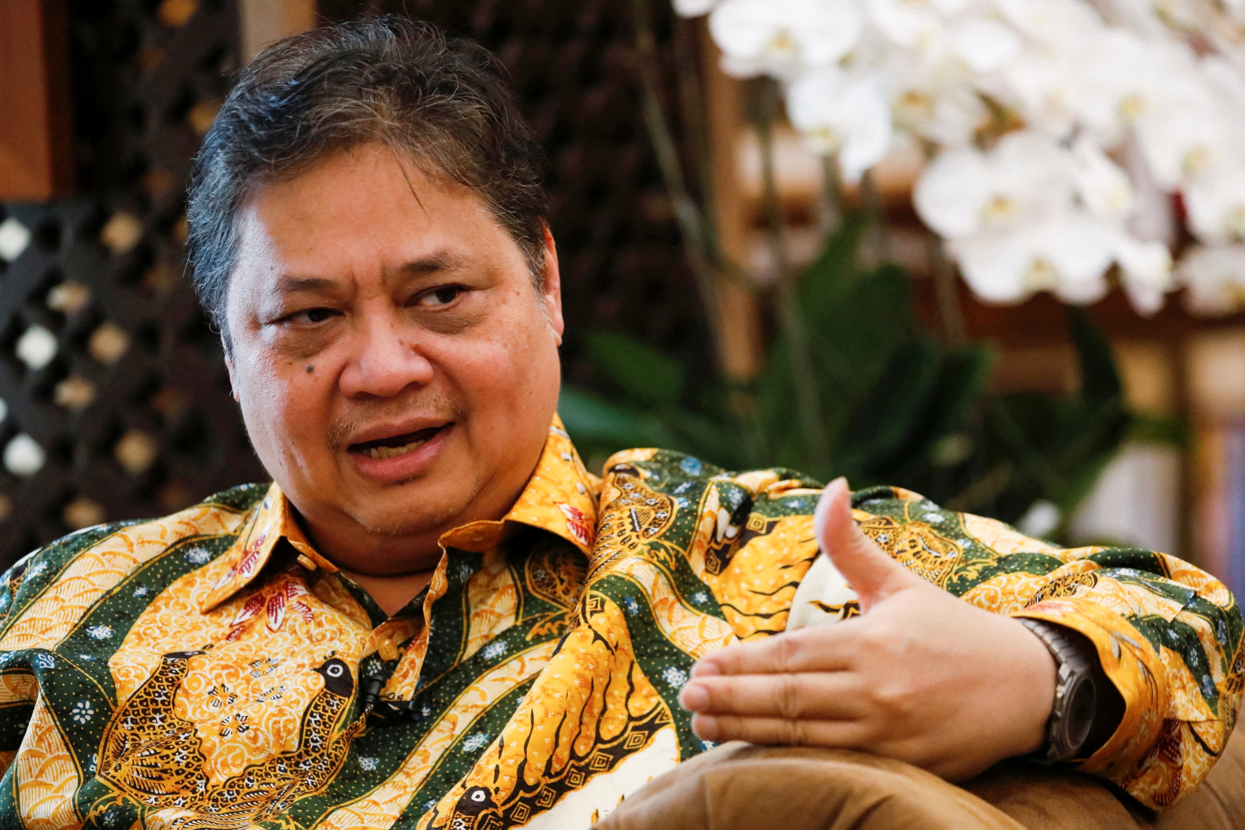 Airlangga Hartarto, Indonesia’s Coordinating Minister for Economic Affairs, during an interview with Reuters at his office in Jakarta in 2023