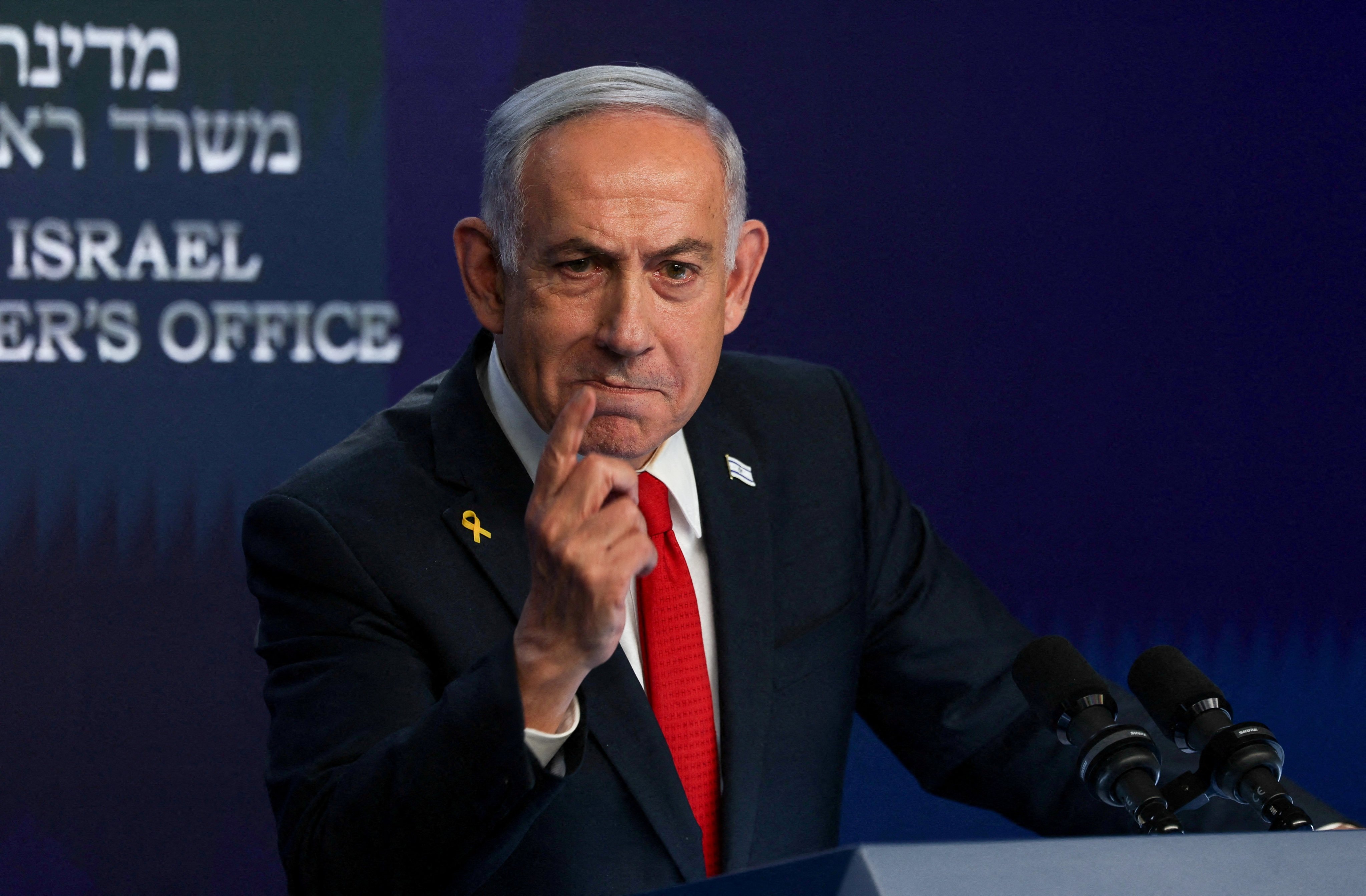 Israeli Prime Minister Benjamin Netanyahu during a press conference, in Jerusalem, on May 21. Photo: Reuters