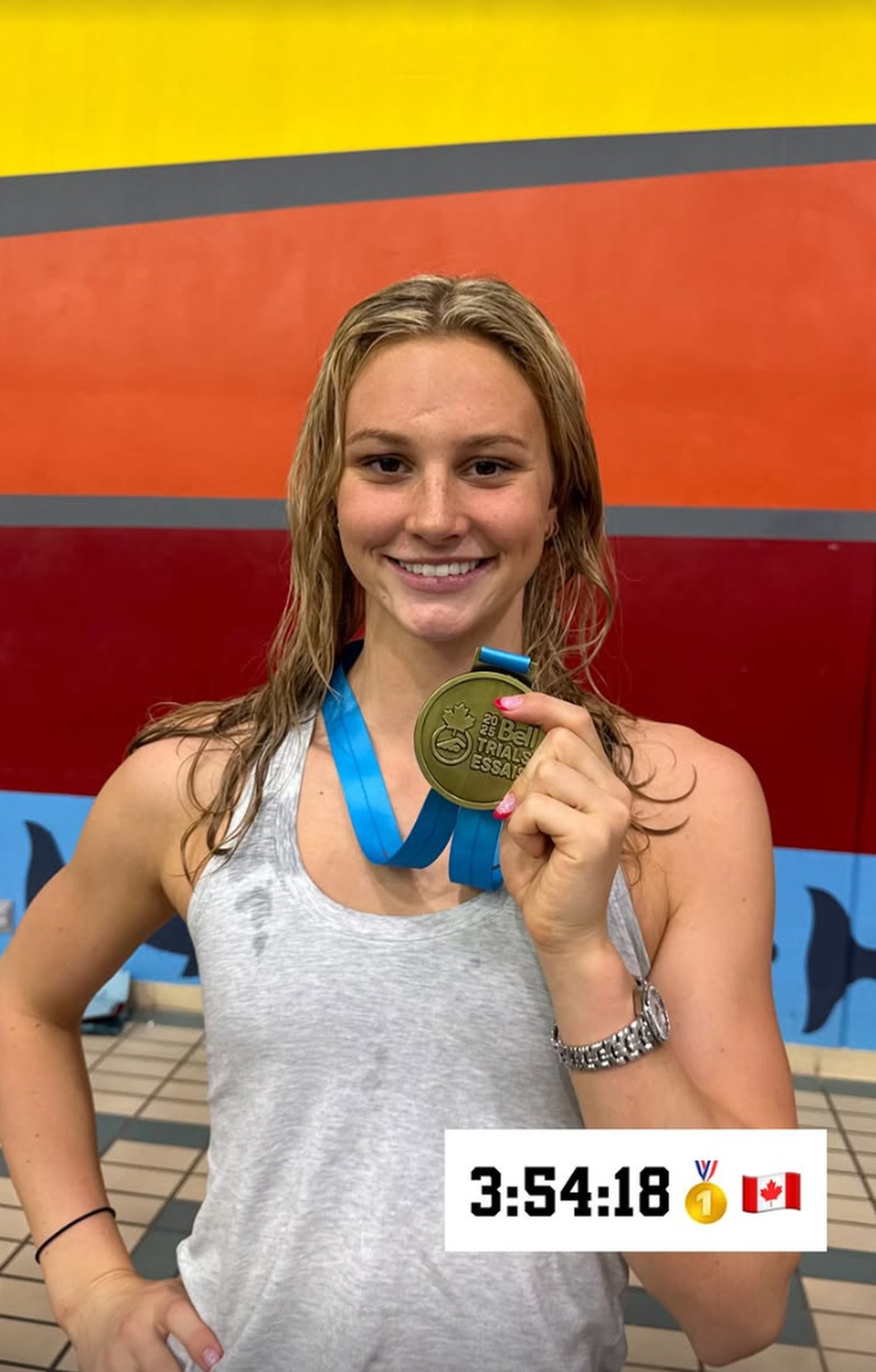 Summer McIntosh broke the 400 metres freestyle world record in the Canadian trials on Saturday. Photo: Handout