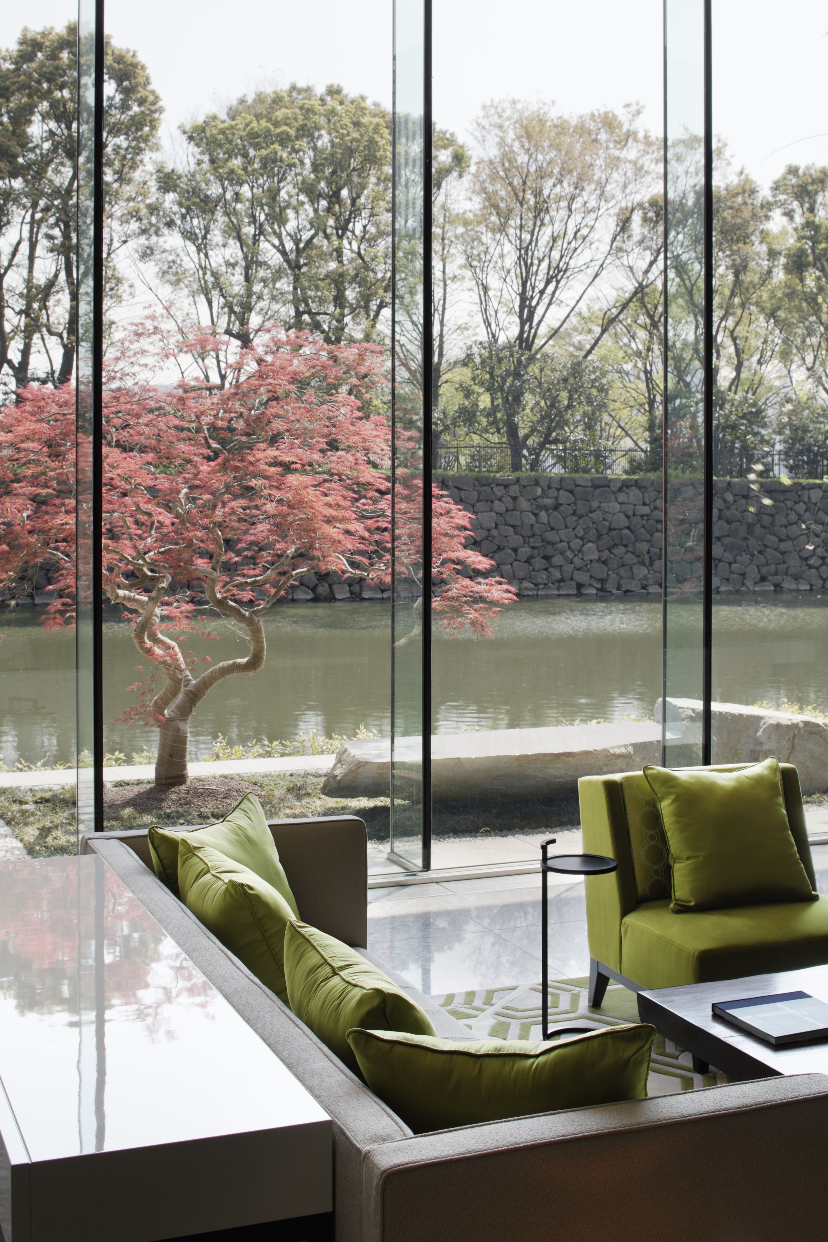 The lobby at Palace Hotel Tokyo overlooks the moat of the city’s famous Imperial Palace and Gardens. Photo: Handout