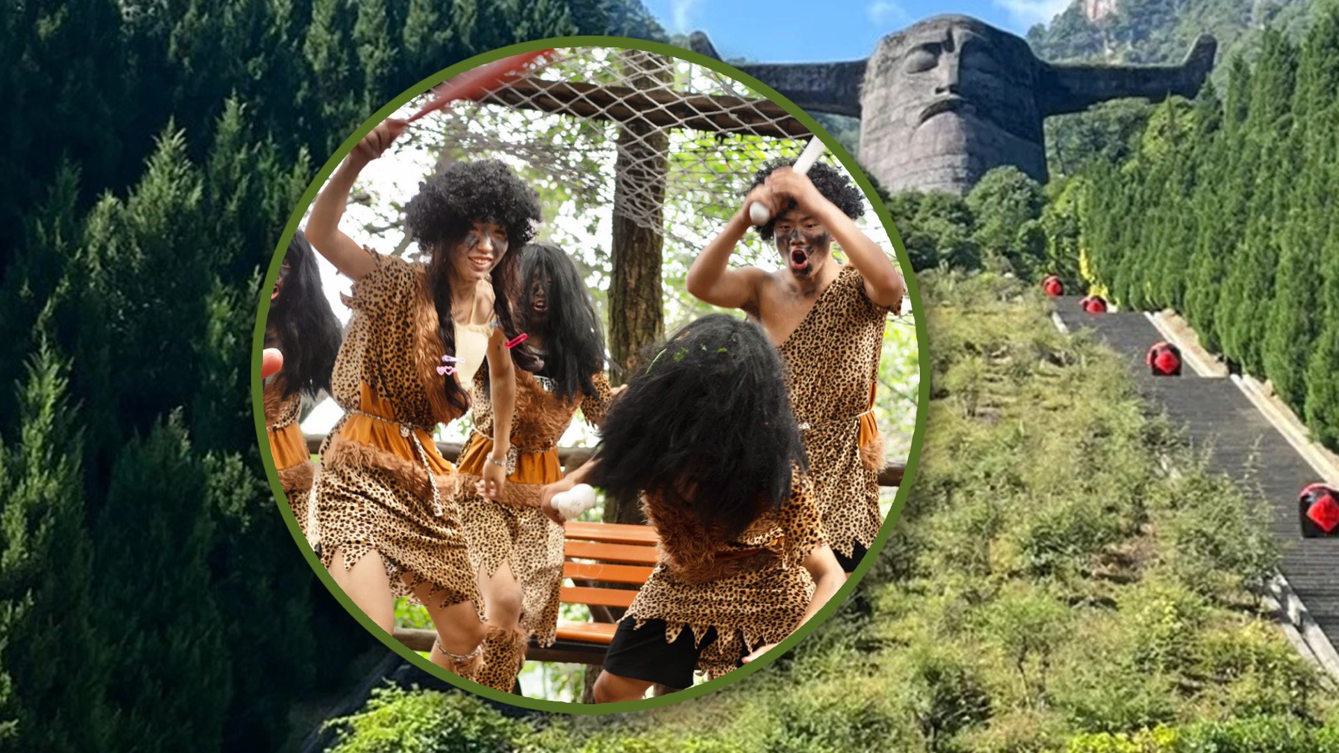 A scenic site in China is recruiting dancing “savages” for US$70 a day to interact with tourists. Photo: SCMP composite/RedNote