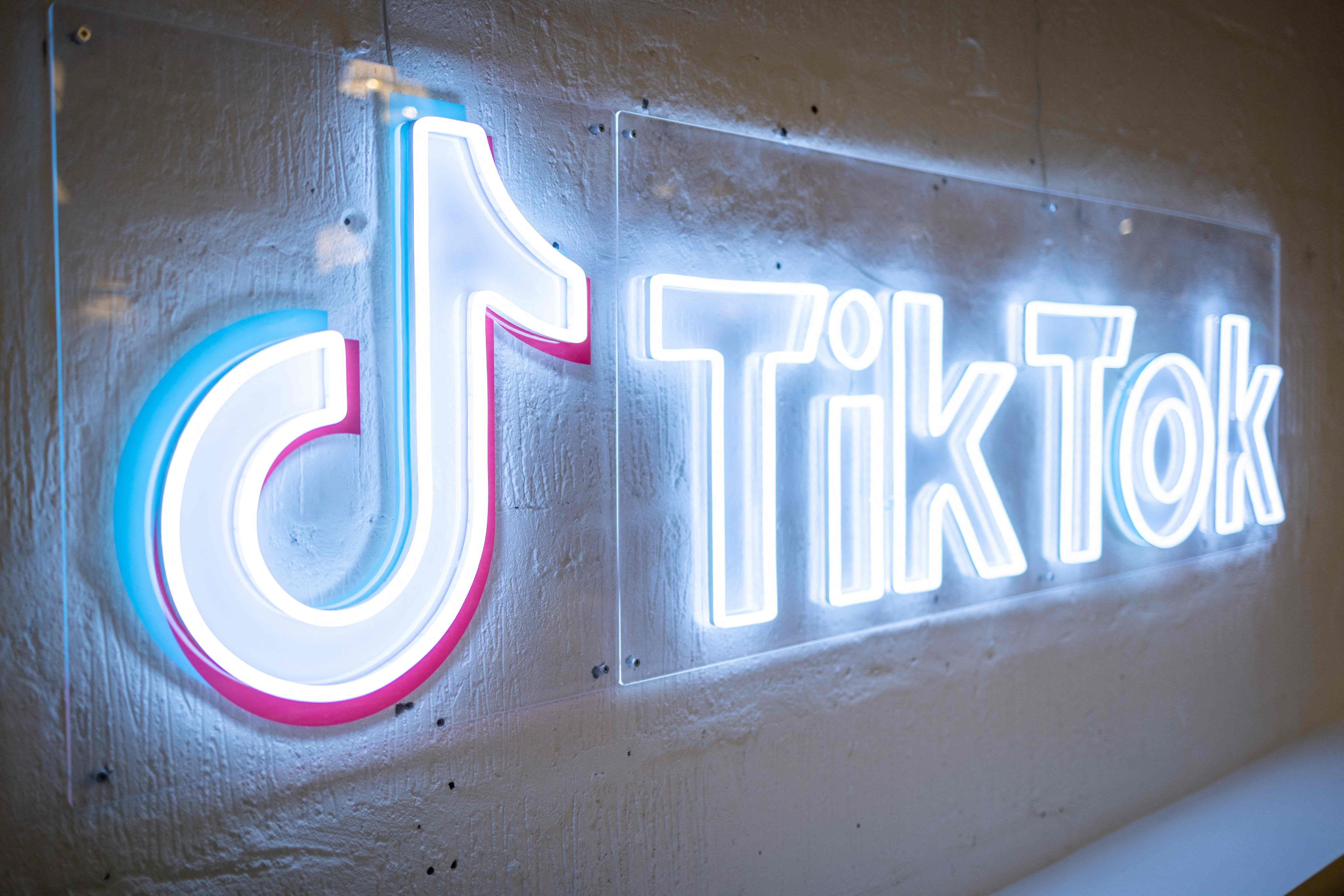 Signage at TikTok’s current office in London seen on February 9, 2022. The ByteDance-owned social media company is expanding in the UK with a new office in the capital. Photo: AFP