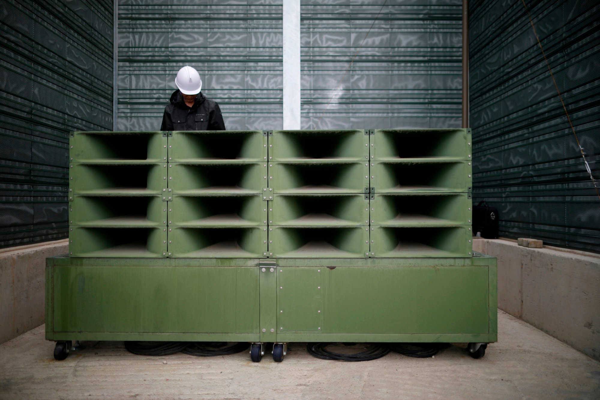 A loudspeaker set up for propaganda broadcasts near the border separating the two Koreas. Photo: AP A loudspeaker set up for propaganda broadcasts near the border separating the two Koreas. Photo: AP