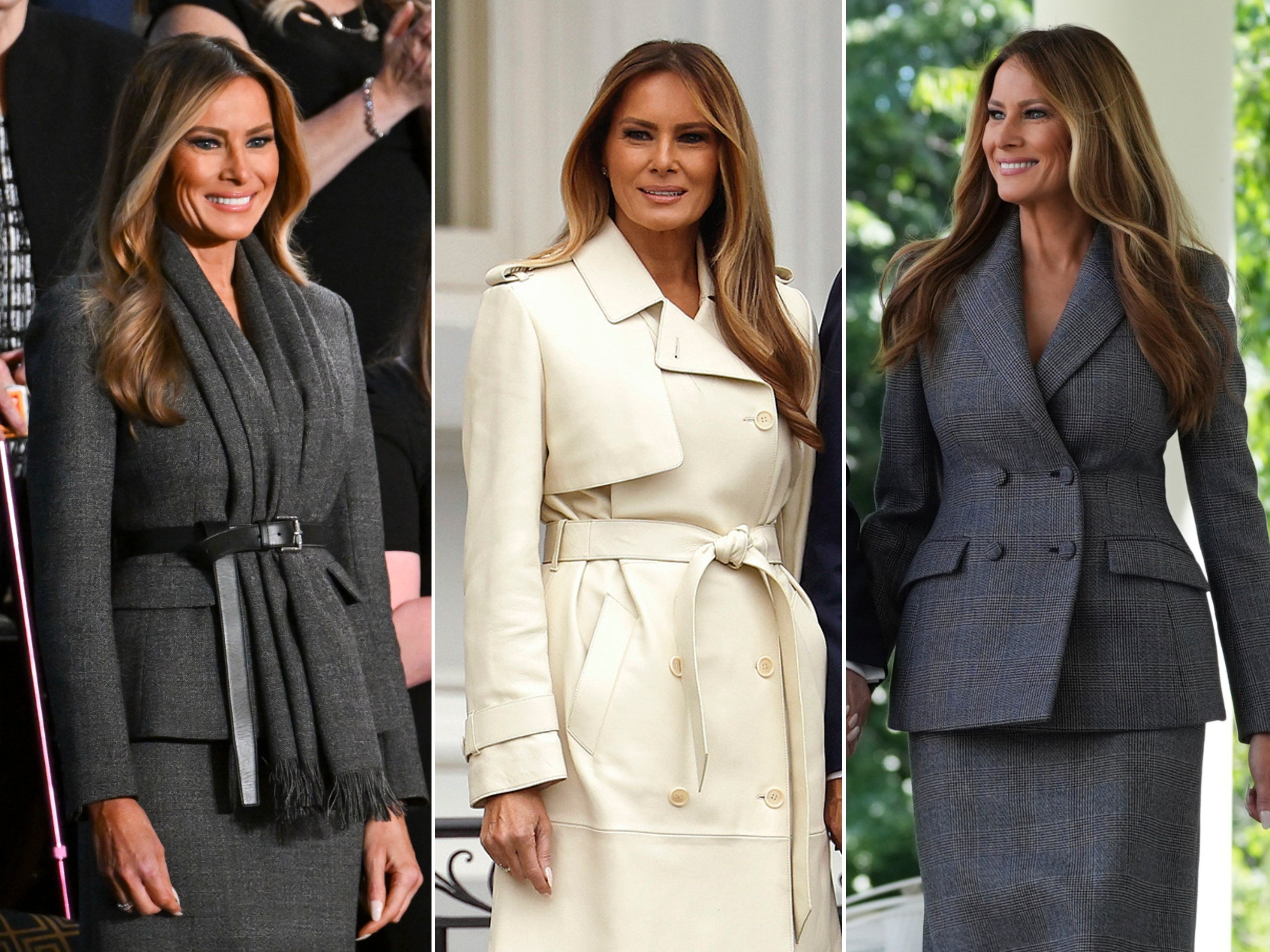 This year, first lady Melania Trump seems to have opted for mostly muted colours for her wardrobe. Photo: Getty/TNS/AP