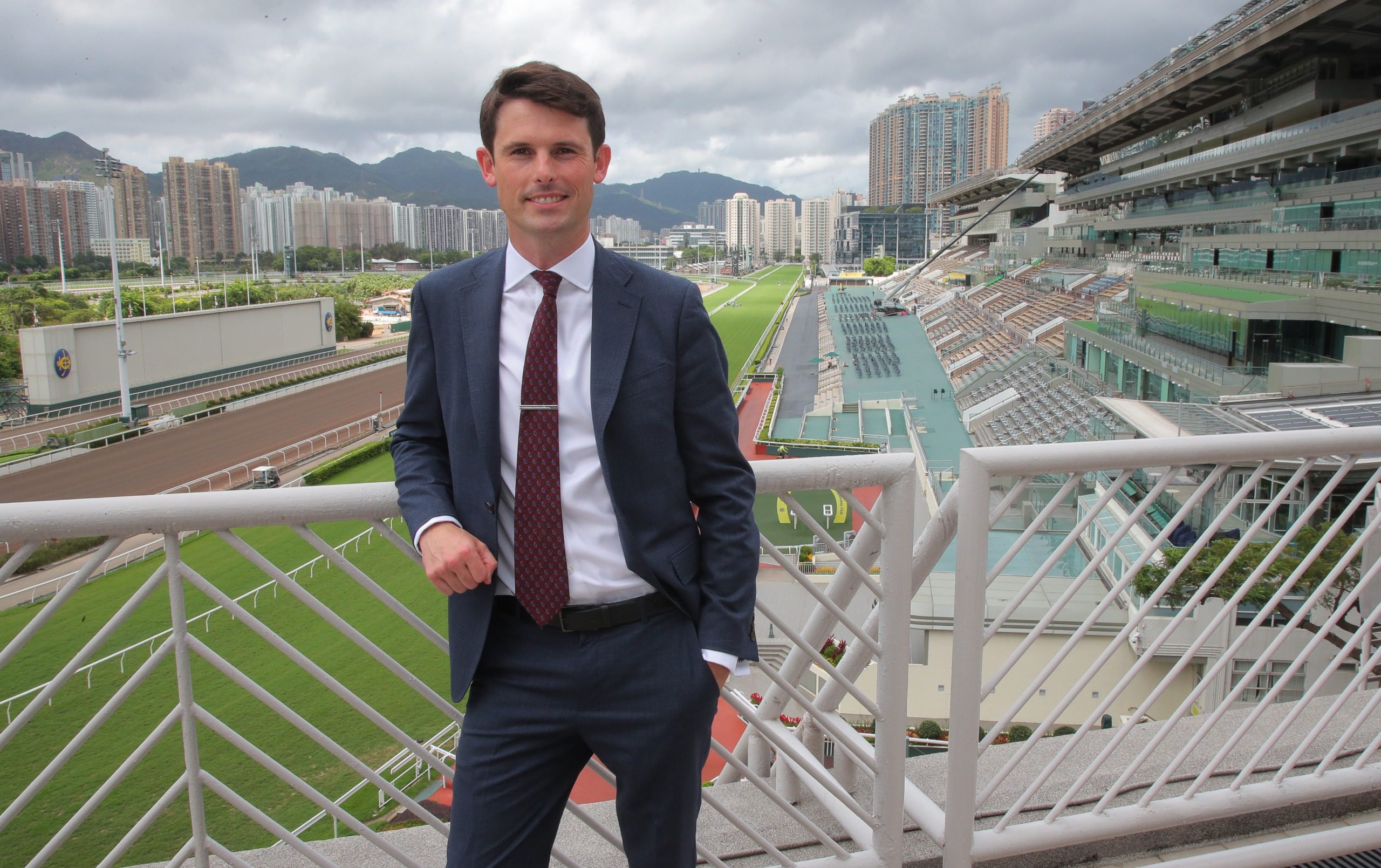 James Cummings poses for photos at Sha Tin on Wednesday morning. Photos: Kenneth Chan