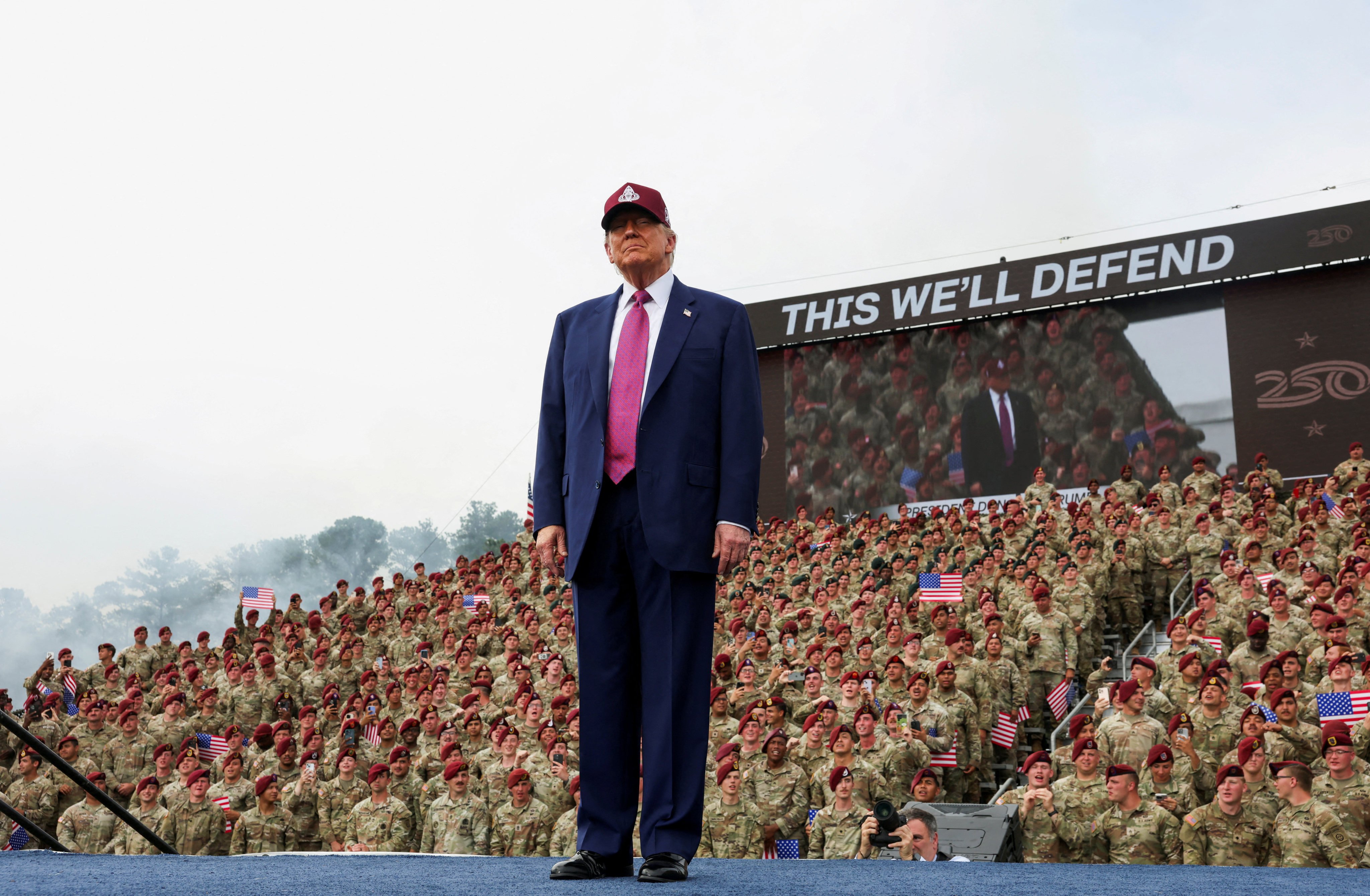 US President Donald Trump during a visit to Fort Bragg in North Carolina. Photo: Reuters