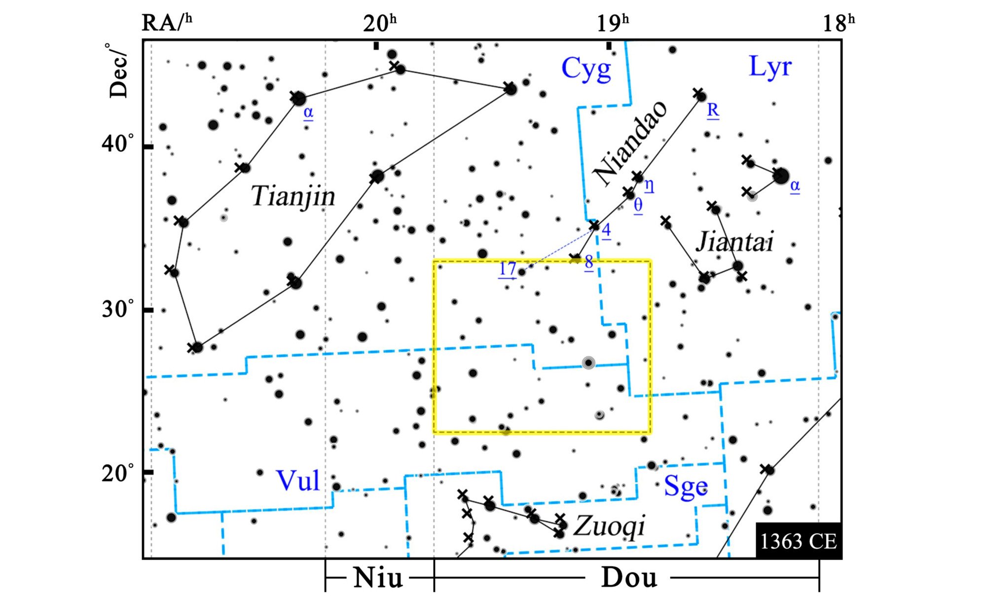 The search field for the 1408 nova event proposed by the international team of researchers from China, Germany, and Chile. Photo: Handout The search field for the 1408 nova event proposed by the international team of researchers from China, Germany, and Chile. Photo: Handout