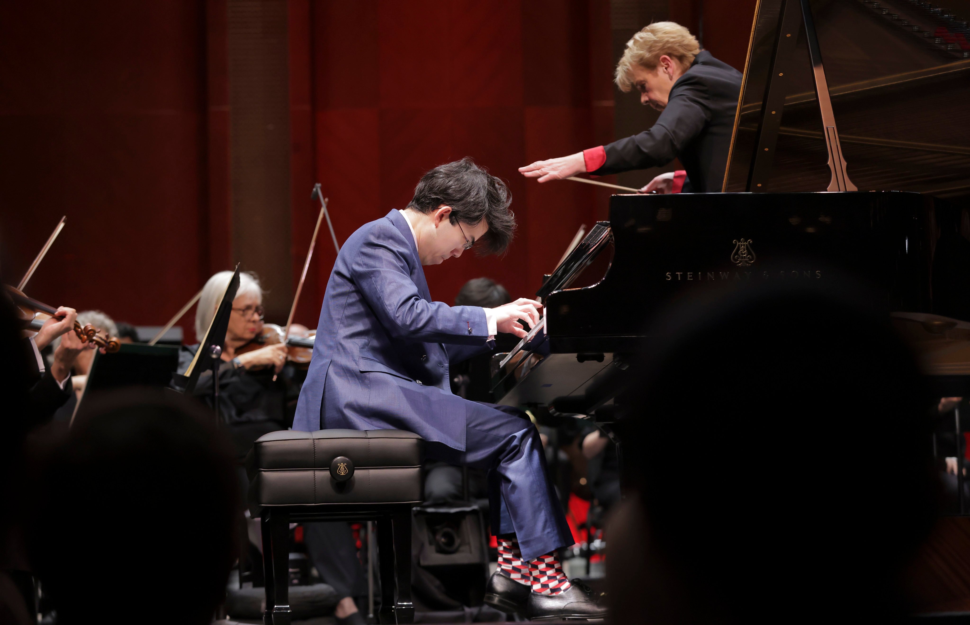 Aristo Sham, 29, of Hong Kong, performs with the Fort Worth Symphony Orchestra under conductor Marin Alsop in the finals of the 17th Van Cliburn International Piano Competition. Photo: Ralph Lauer