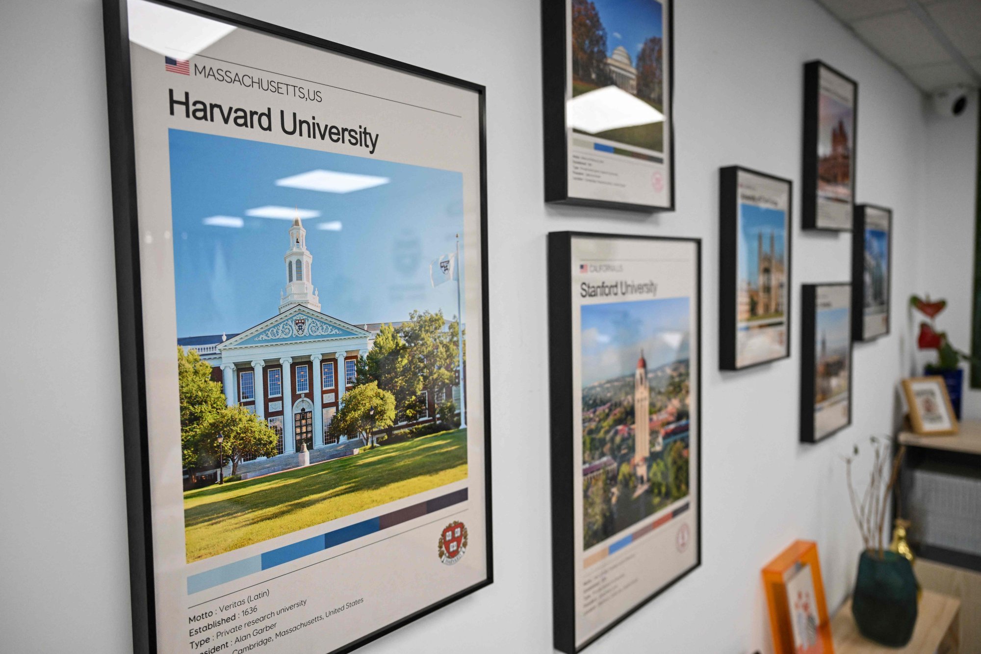 A poster of Harvard University is seen on the wall at an overseas education agency in Beijing on May 29. Photo: AFP A poster of Harvard University is seen on the wall at an overseas education agency in Beijing on May 29. Photo: AFP