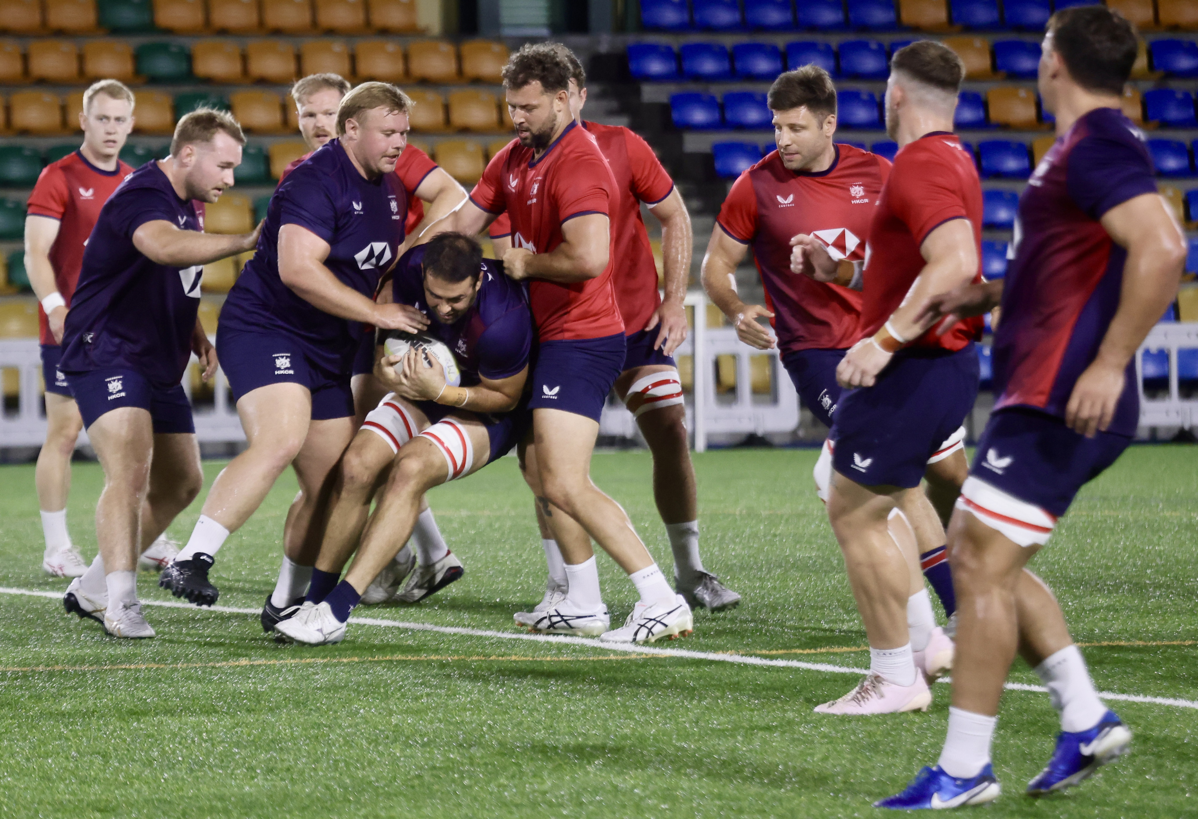 Hong Kong players in training ahead of their Asian Rugby Championship clash in Dubai. Photo: Jonathan Wong
