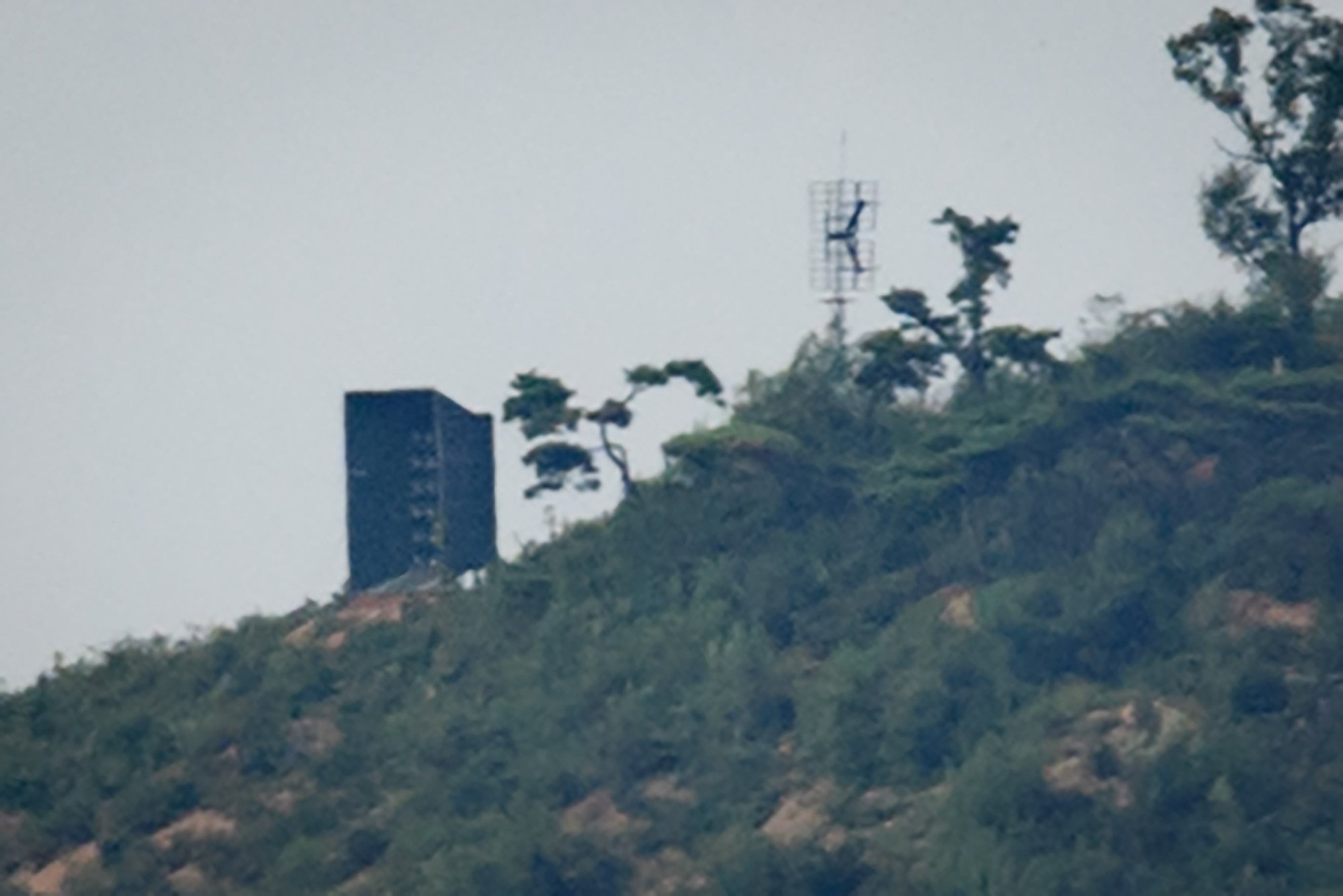 A North Korean propaganda speaker seen across the demilitarised zone in 2018 from the South Korean island of Ganghwa. Photo: AFP A North Korean propaganda speaker seen across the demilitarised zone in 2018 from the South Korean island of Ganghwa. Photo: AFP