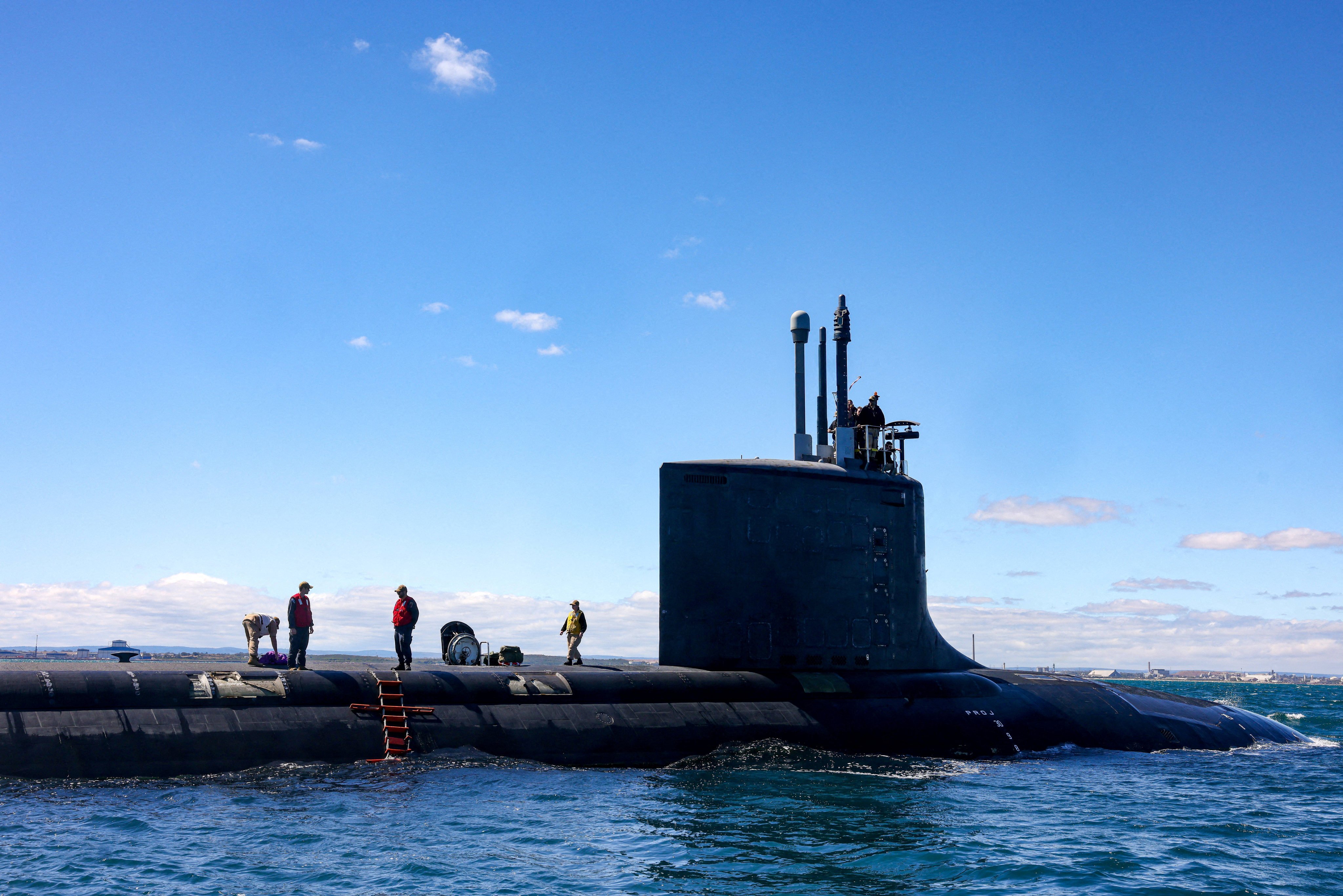 A Virginia-class submarine is seen off the coast of Western Australia in March. Photo: Reuters