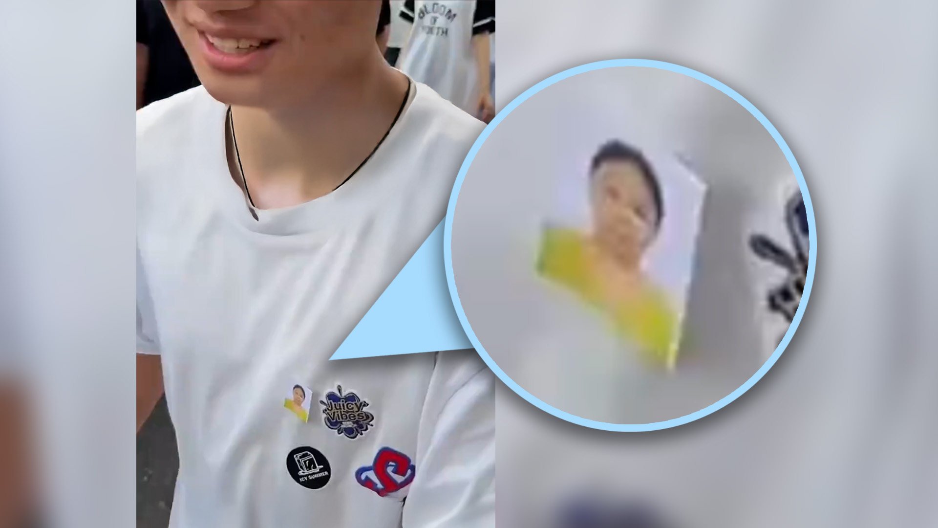A Chinese boy has touched hearts online after he wore a photograph of his late mother on his chest while sitting a crucial examination. Photo: SCMP composite/Weibo