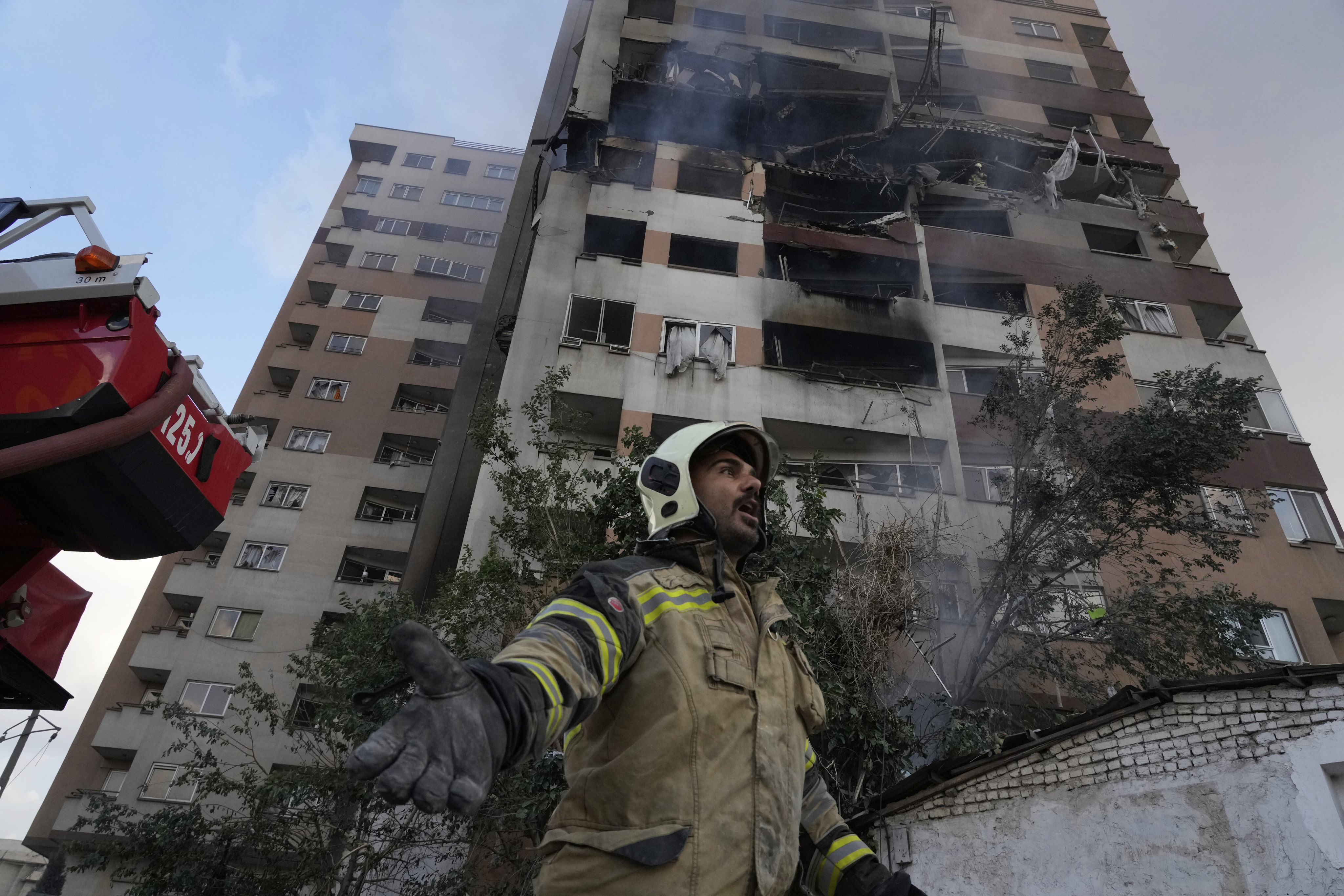 The scene of an explosion at a residential compound in northern Tehran. Photo: AP