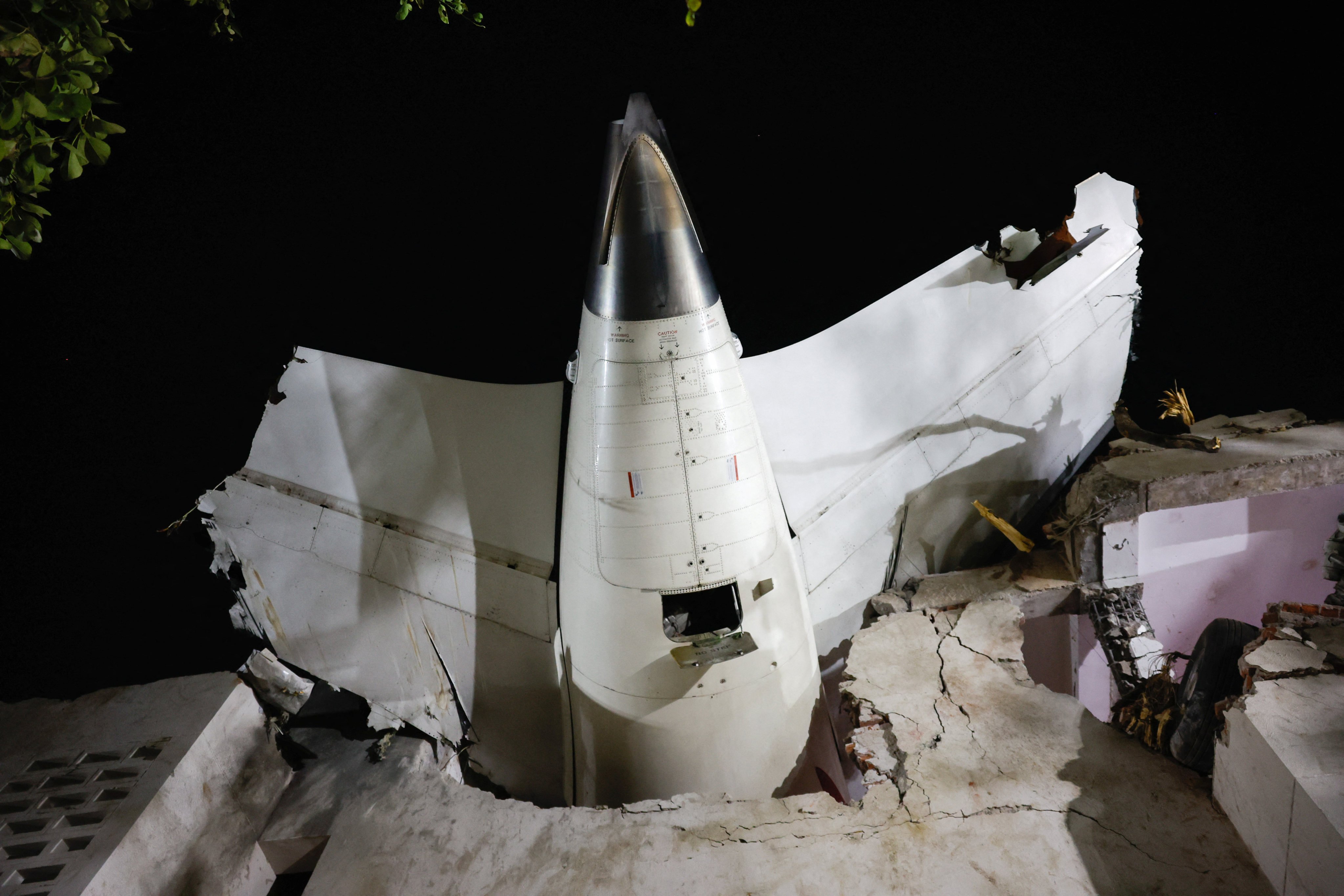 The wreckage of the tail section of an Air India aircraft that crashed in Ahmedabad, India, on June 12. Photo: Reuters