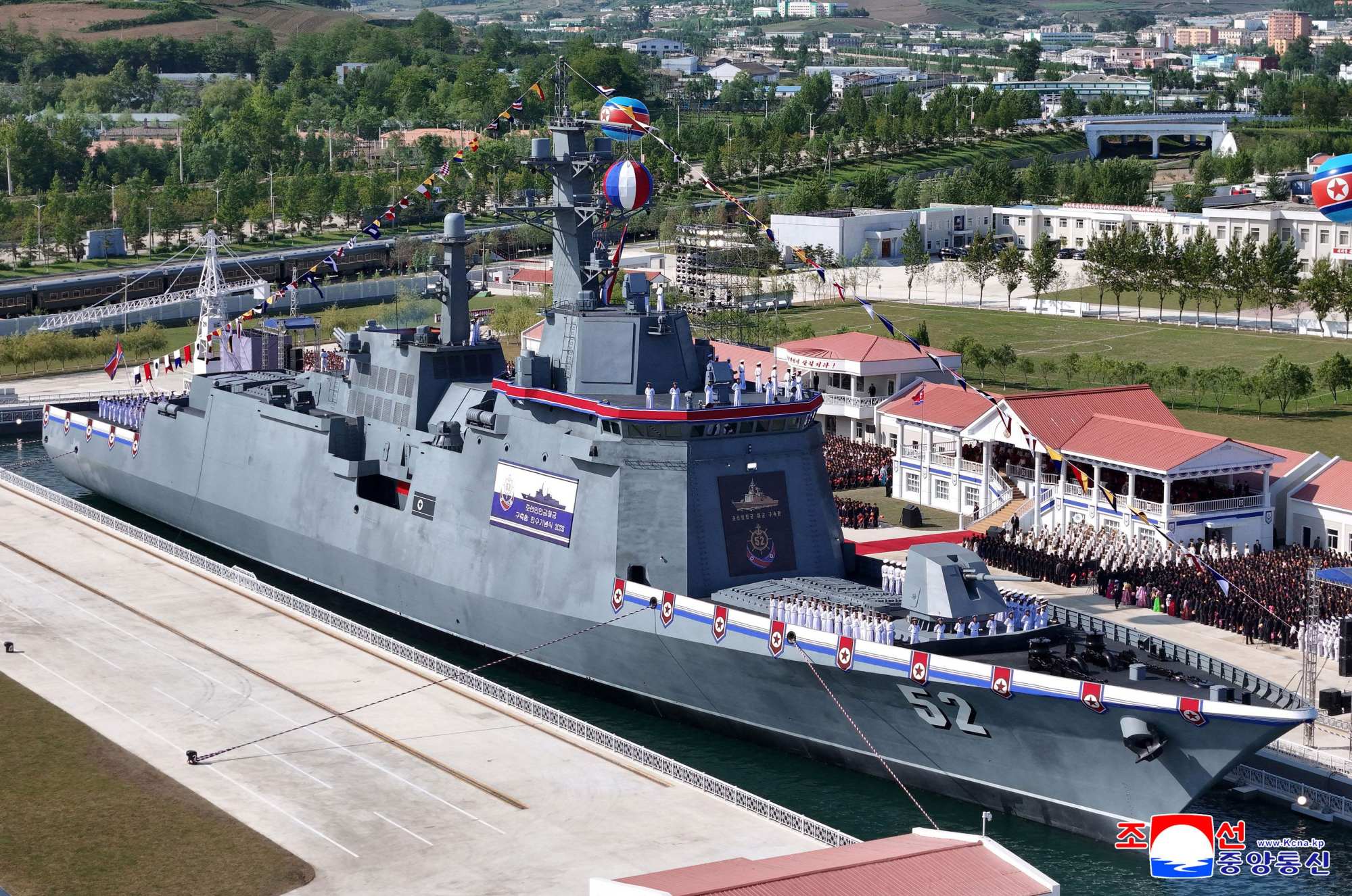 The North Korean destroyer “Kang Kon” is seen at the Rajin shipyard at the port near Rason in North Korea. Photo: KCNA/KNS/AFP The North Korean destroyer “Kang Kon” is seen at the Rajin shipyard at the port near Rason in North Korea. Photo: KCNA/KNS/AFP