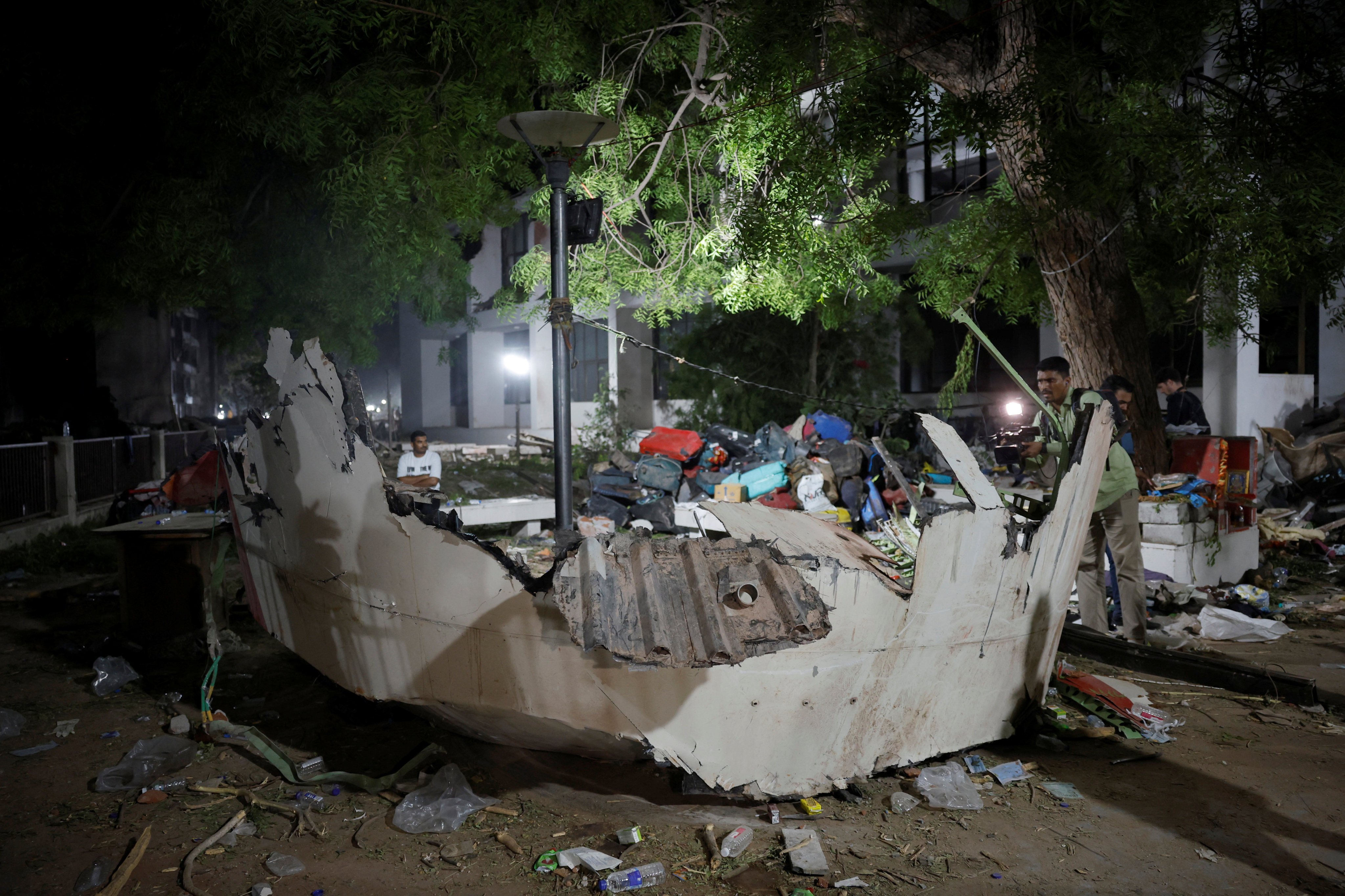 Debris lies at the crash site after an Air India aircraft, bound for London’s Gatwick Airport, crashed during take-off from an airport in Ahmedabad, India on Thursday. Photo: Reuters