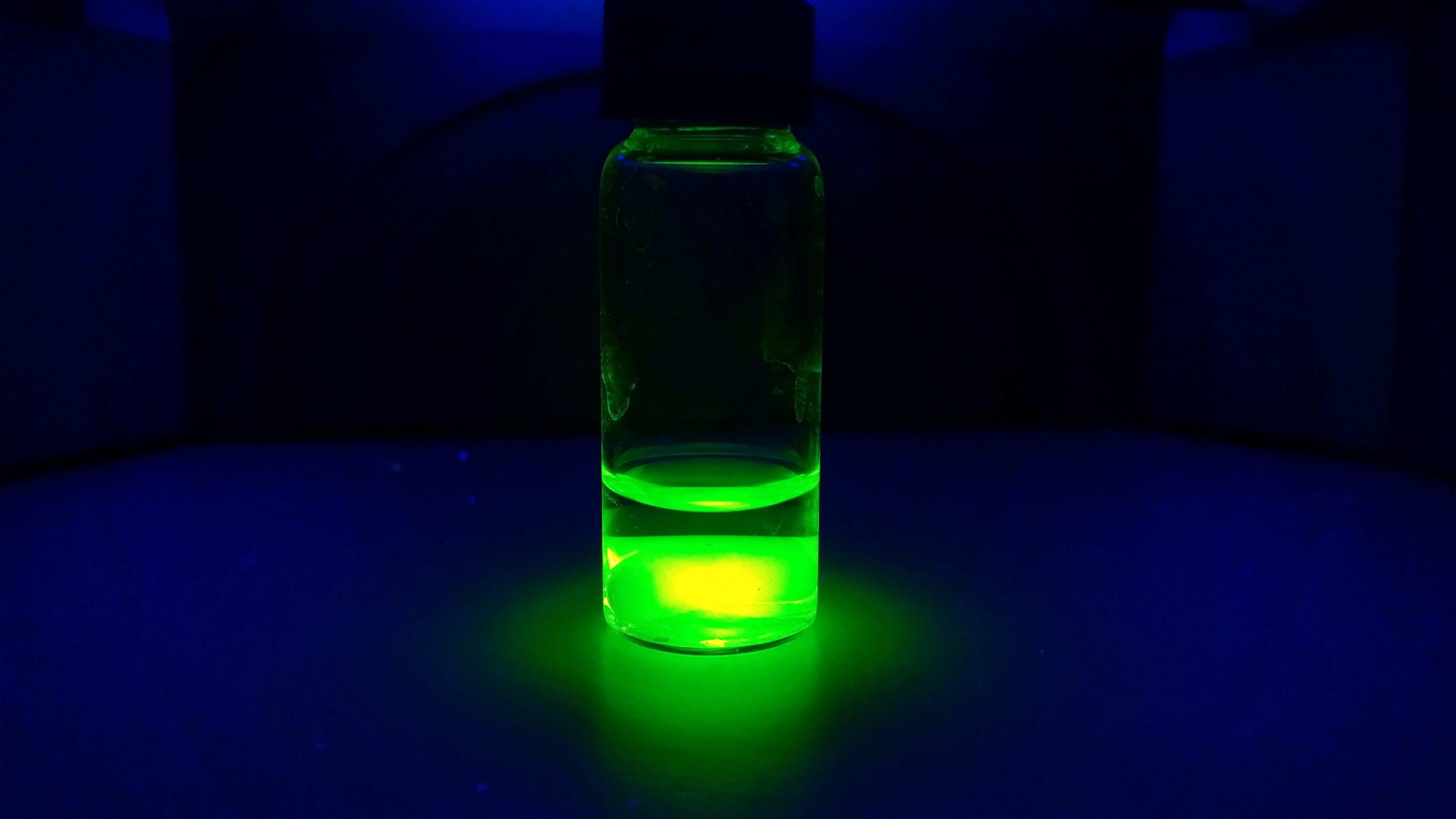 A glass tube with quantum dots of glowing perovskite nanocrystals. Chinese researchers say they have found a way to enhance the stability of PeLEDs, a breakthrough that could significantly extend their lifespan. Photo: Shutterstock