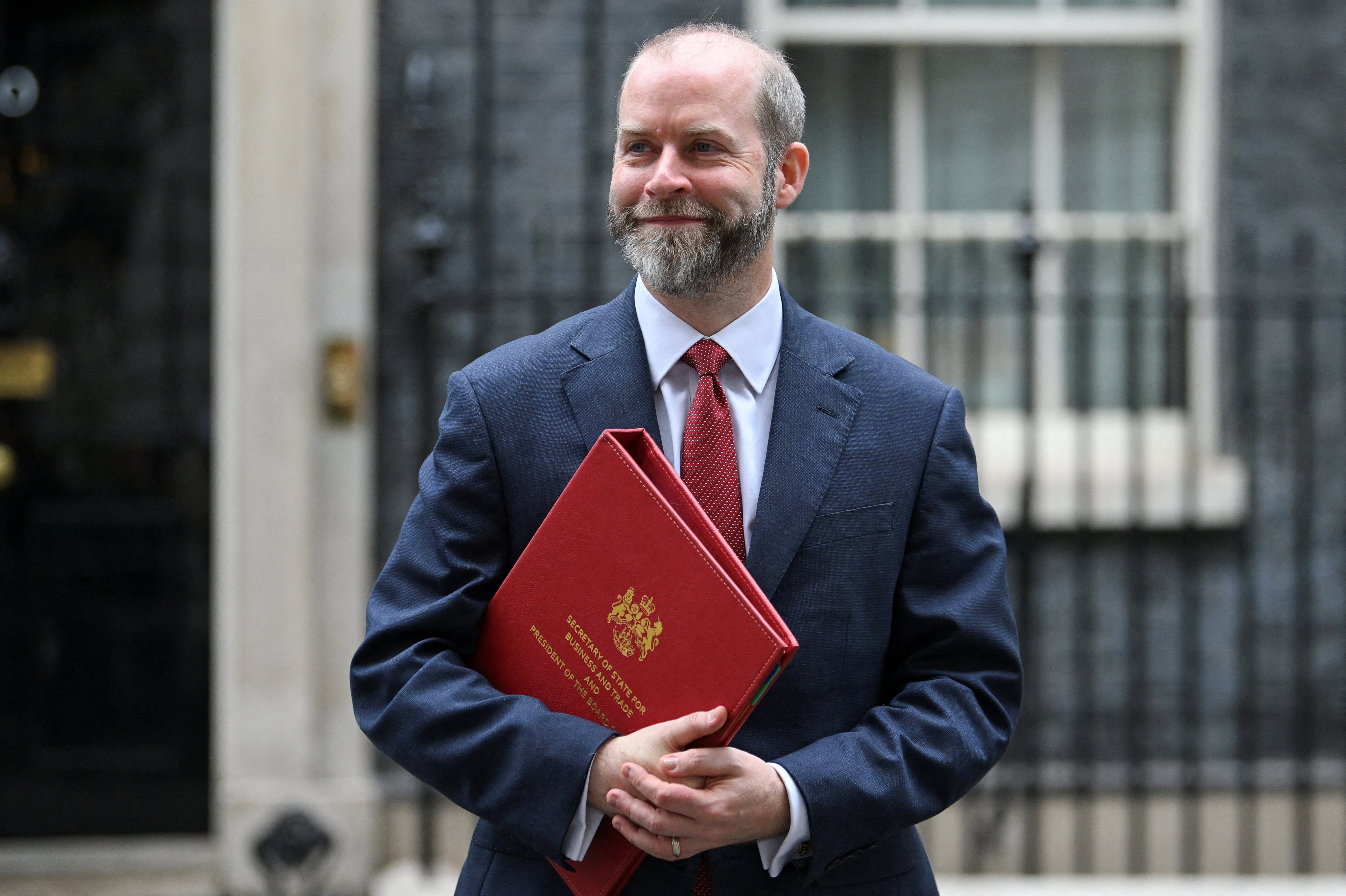 Jonathan Reynolds, Britain’s Secretary of State for Business and Trade outside 10 Downing Street in London on Wednesday. Photo: Reuters